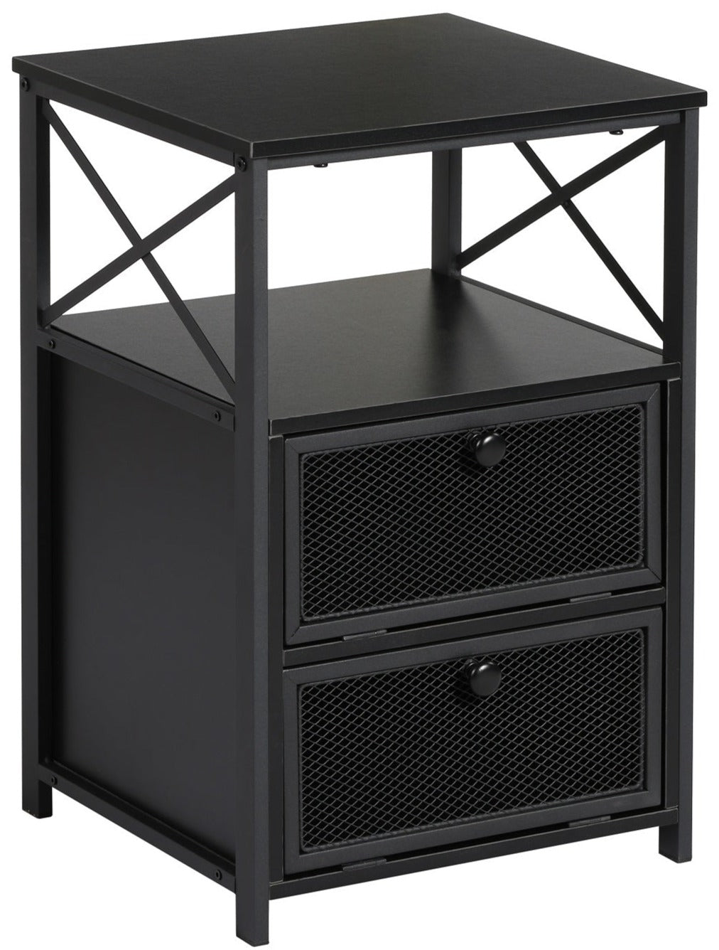 Modern Nightstand/End Side Table with Storage Space & Flip Drawer