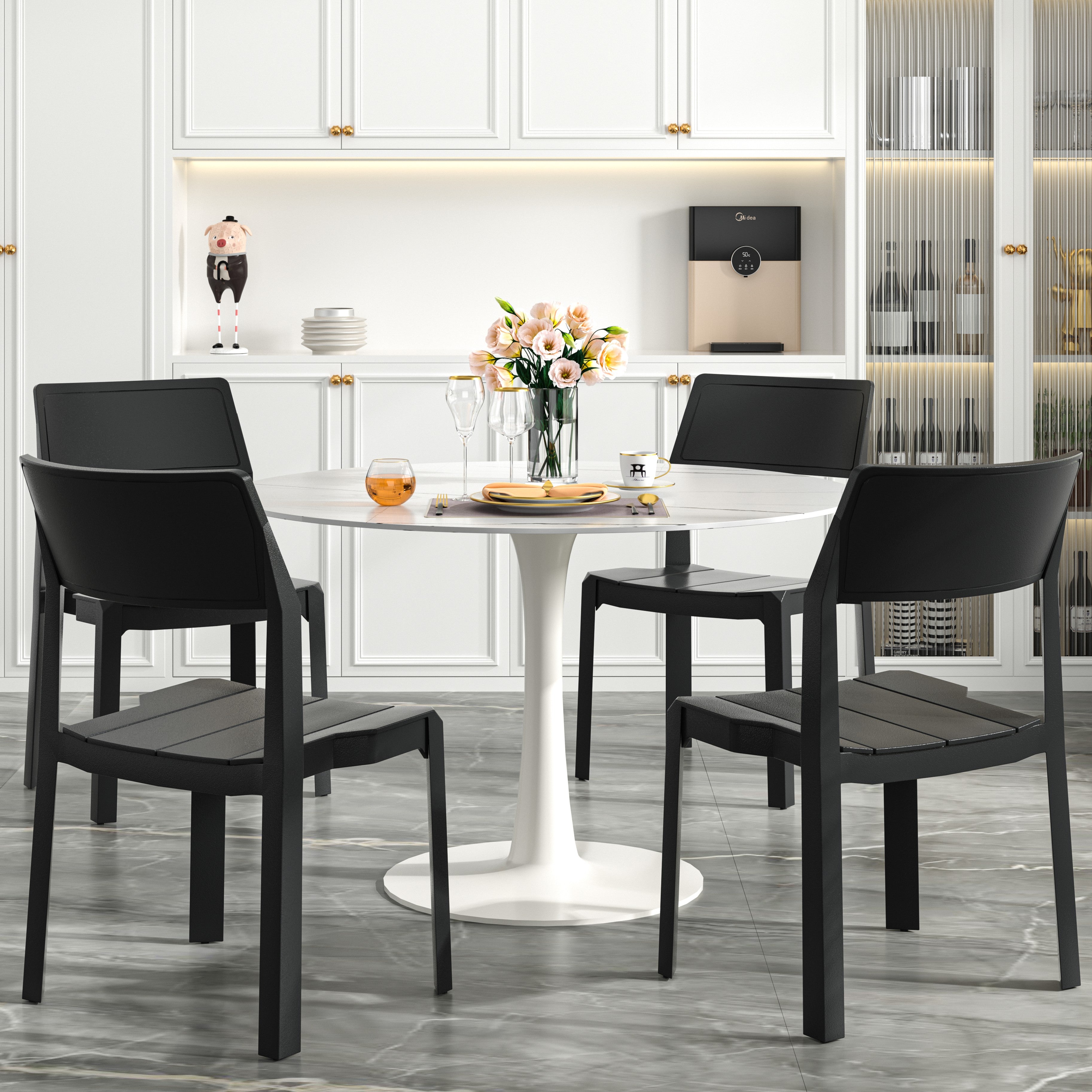 VECELO Dining Chairs Set of 4, Stackable Plastic Kitchen Chairs