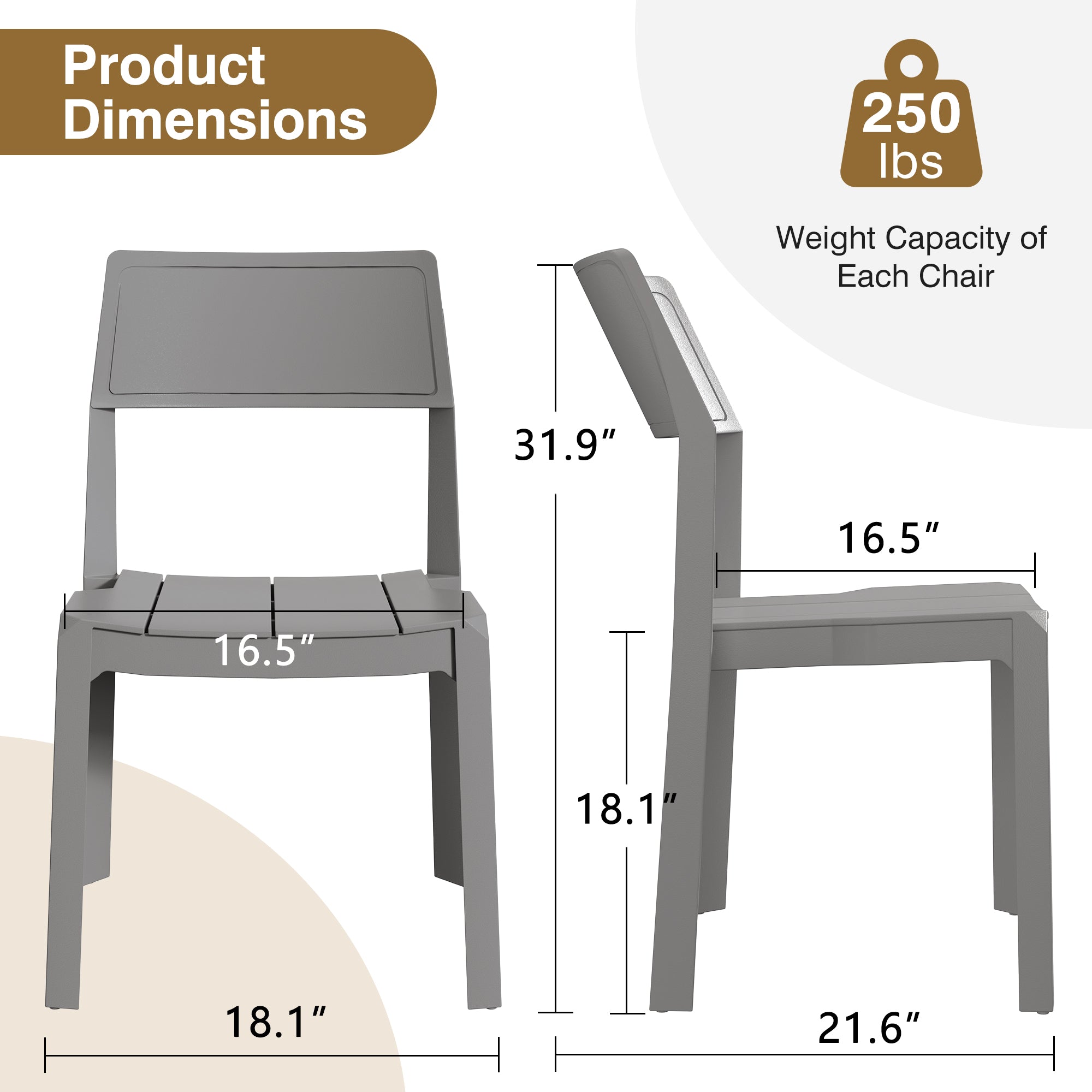 VECELO Dining Chairs Set of 4, Stackable Plastic Kitchen Chairs - VECELO