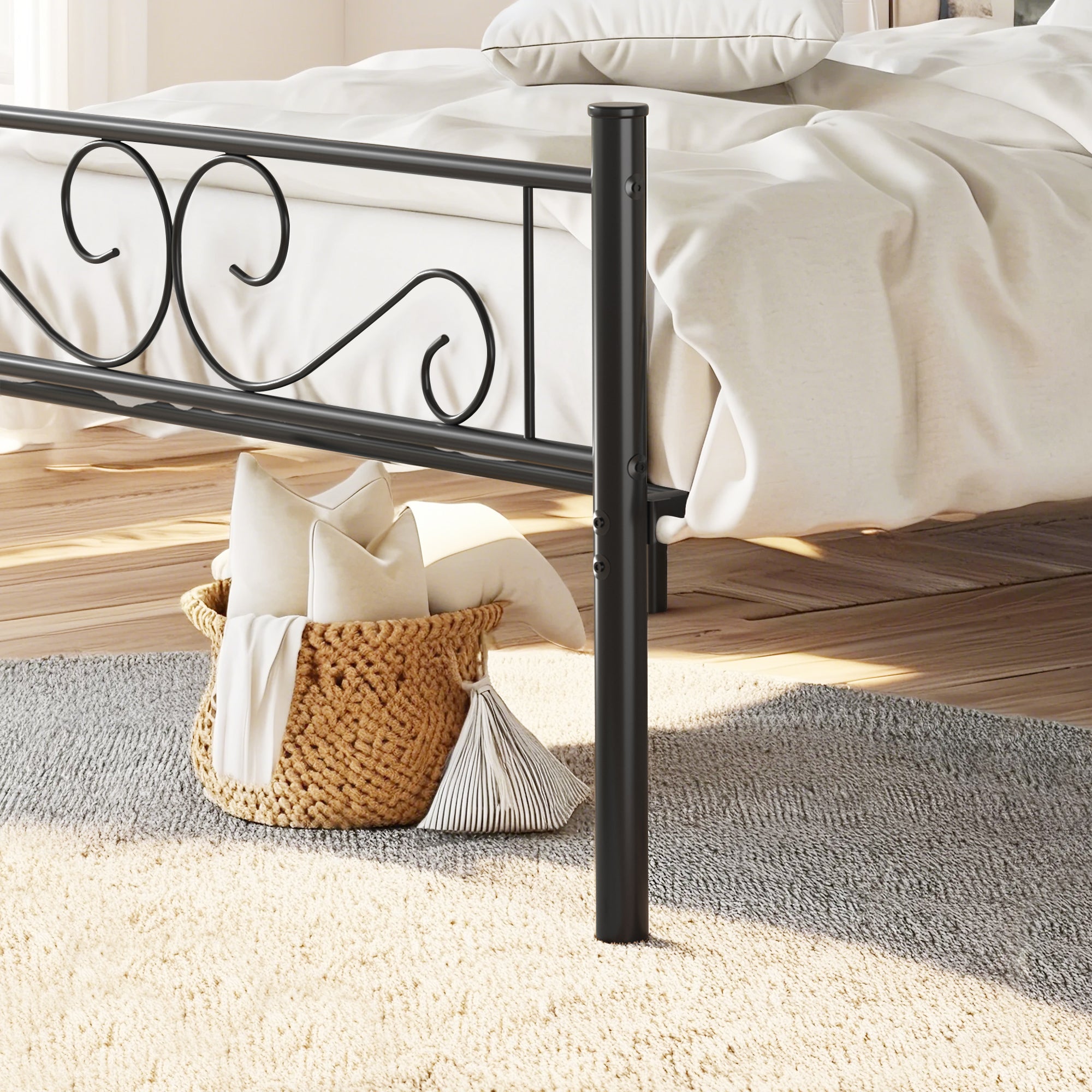 VECELO Metal Platform Bed Frame Mattress Foundation with Headboard & Footboard