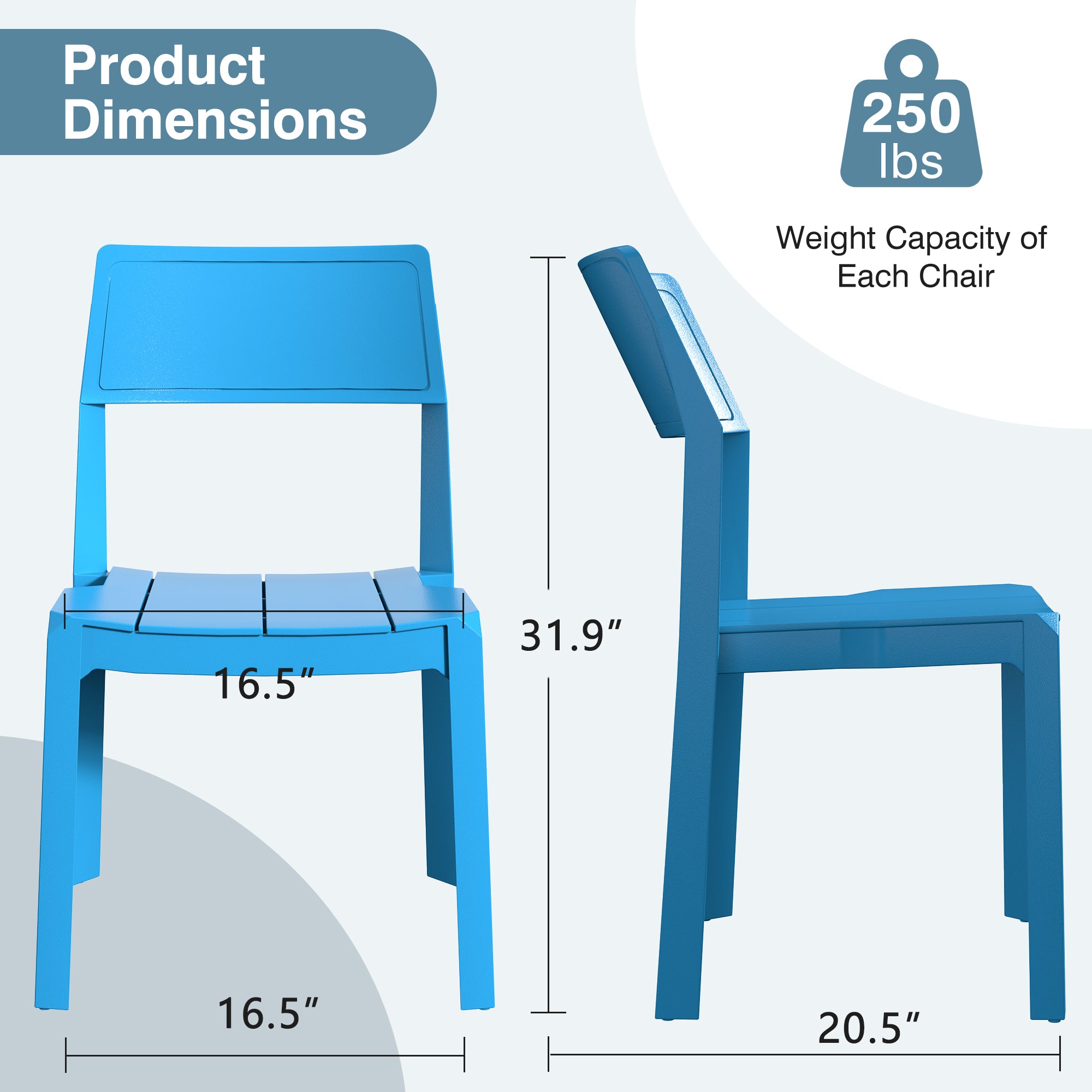 VECELO Dining Chairs Set of 4, Stackable Plastic Kitchen Chairs - VECELO