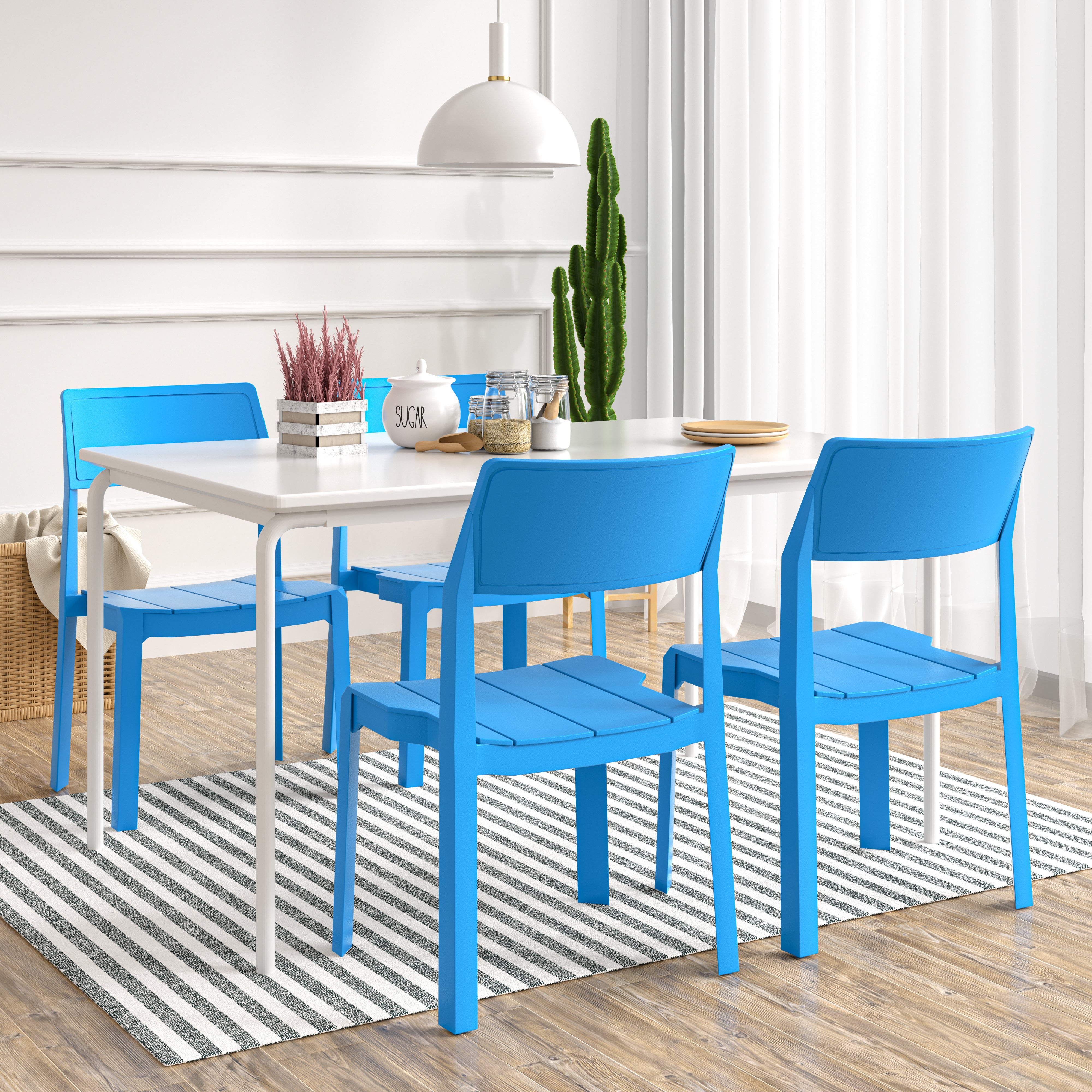 VECELO Dining Chairs Set of 4, Stackable Plastic Kitchen Chairs - VECELO