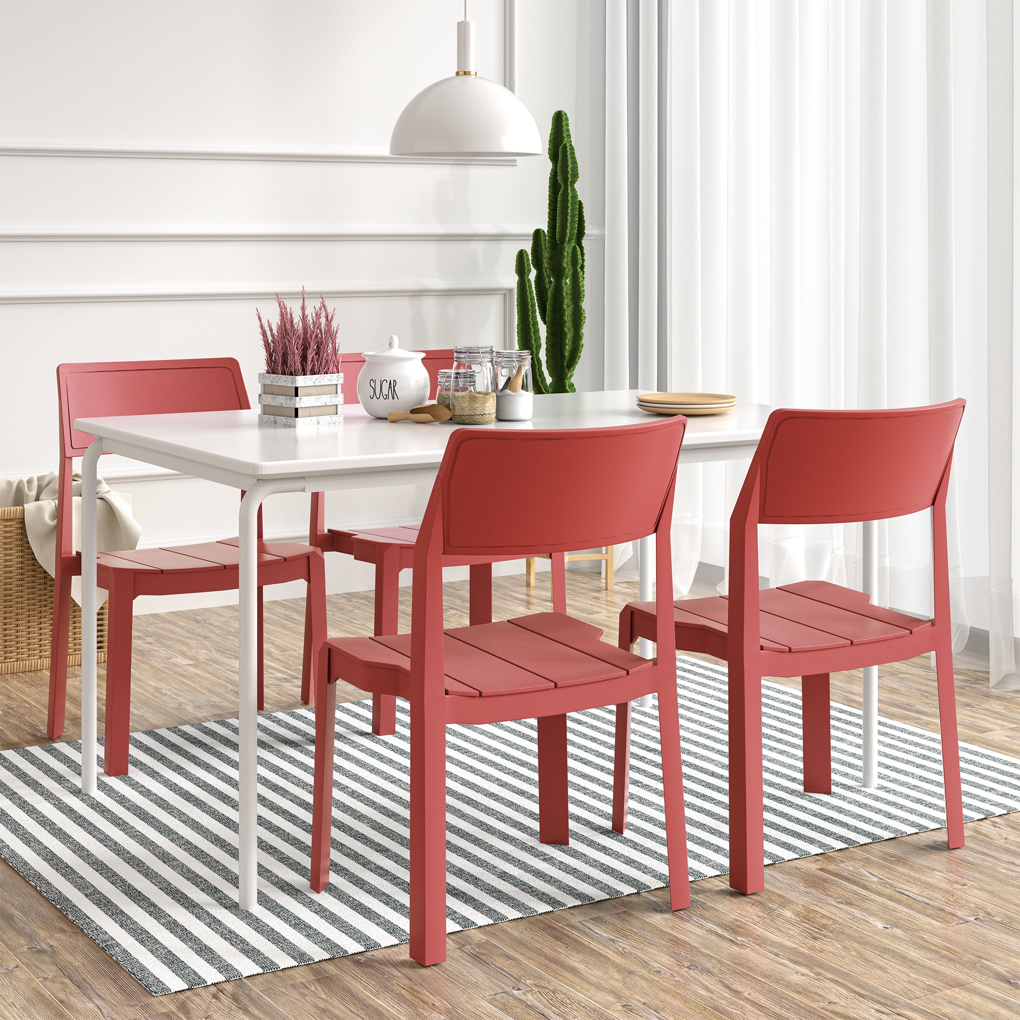VECELO Dining Chairs Set of 4, Stackable Plastic Kitchen Chairs - VECELO