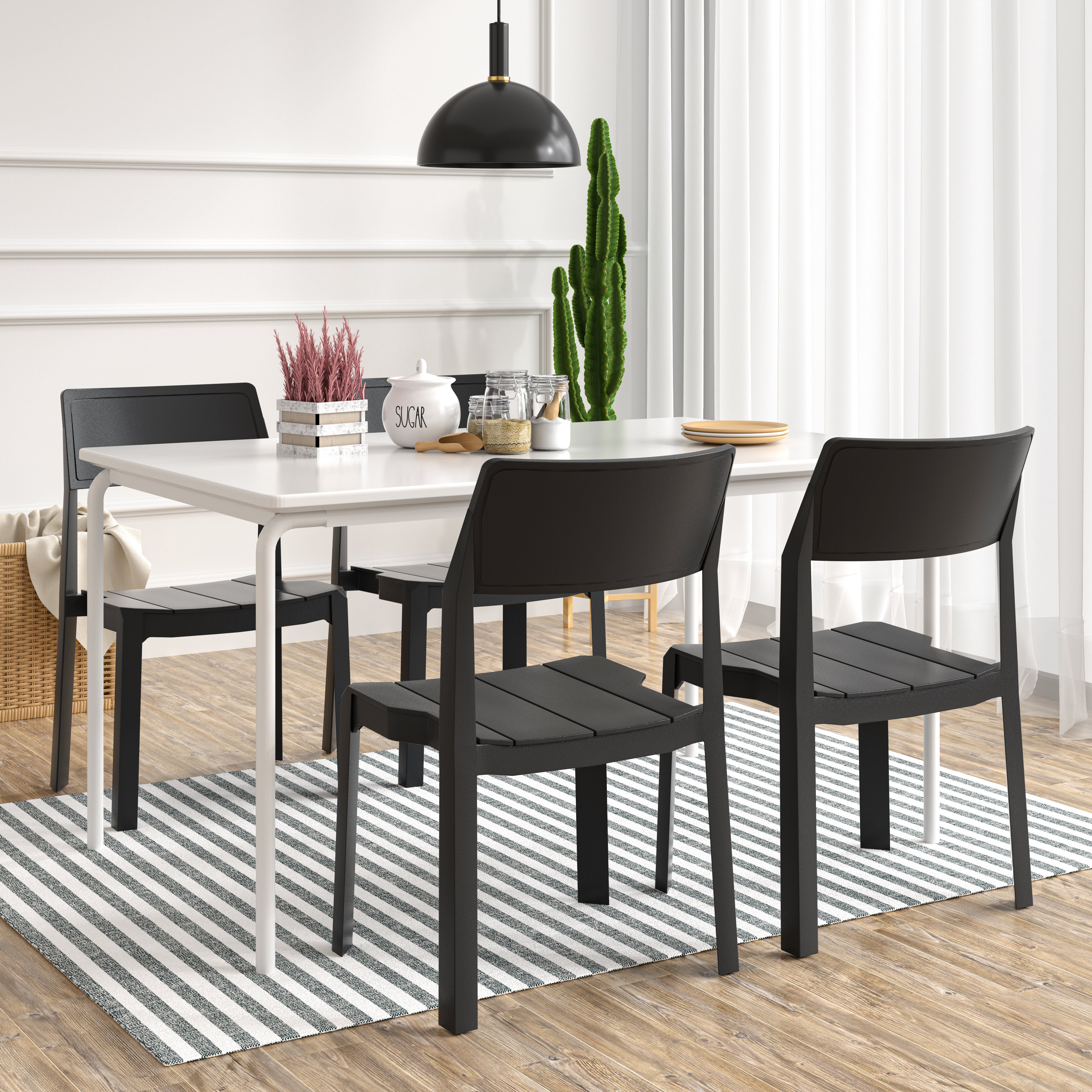 VECELO Dining Chairs Set of 4, Stackable Plastic Kitchen Chairs - VECELO