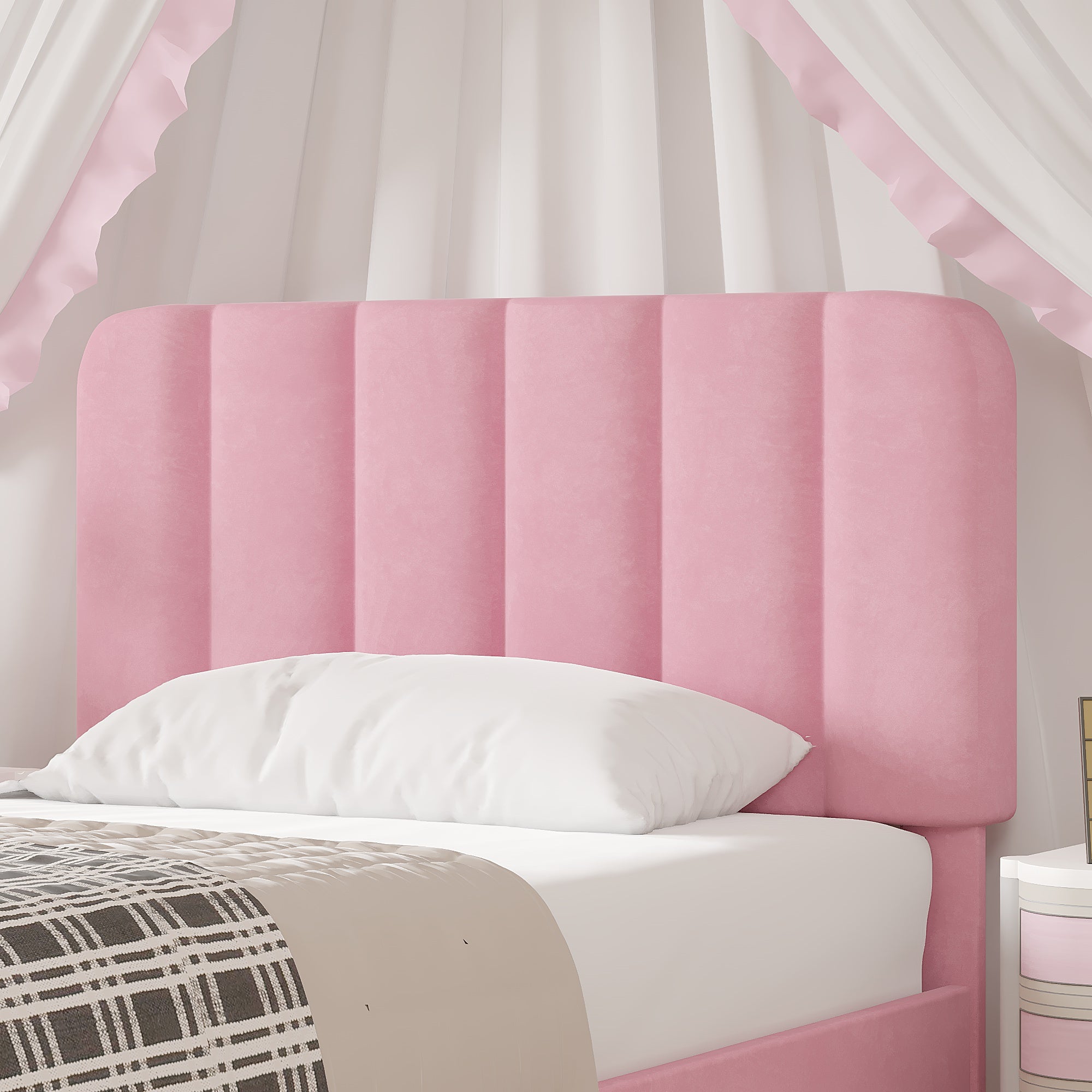 VECELO Upholstered Platform bedframe with Adjustable Headboard