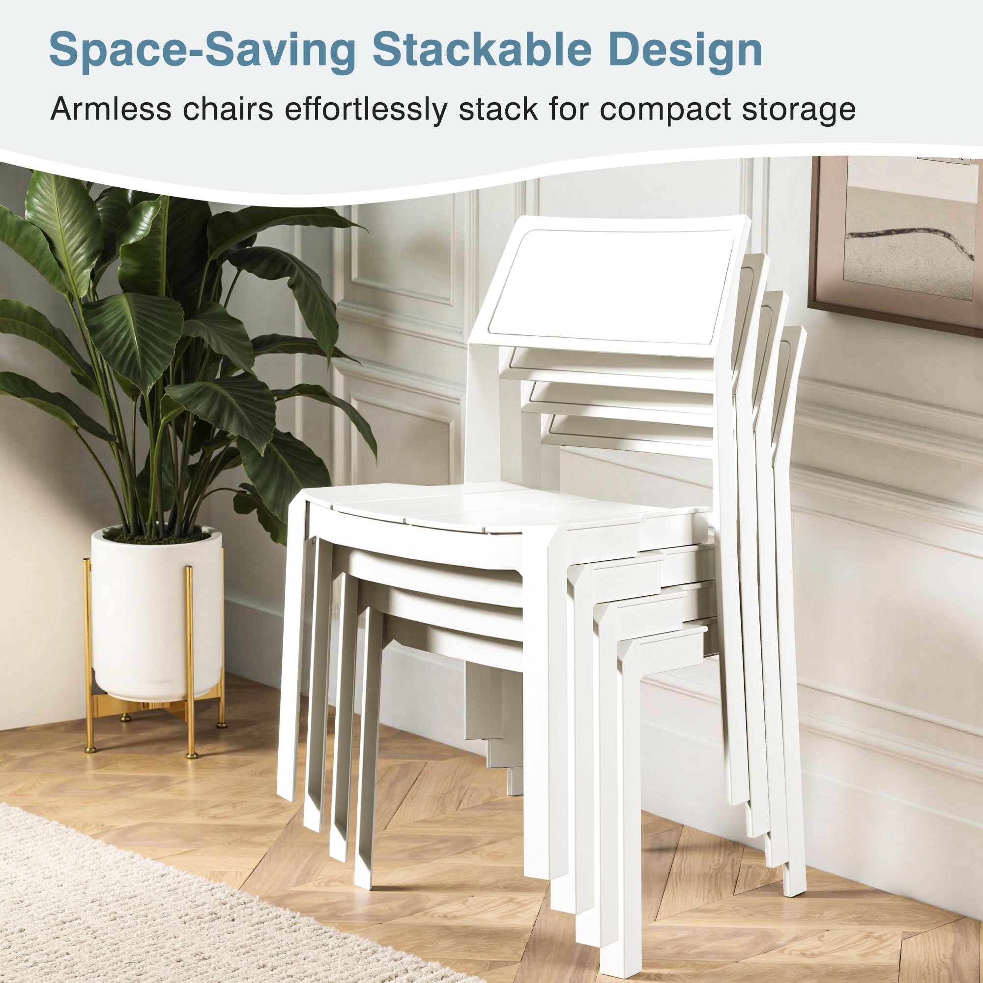 VECELO Dining Chairs Set of 4, Stackable Plastic Kitchen Chairs - VECELO