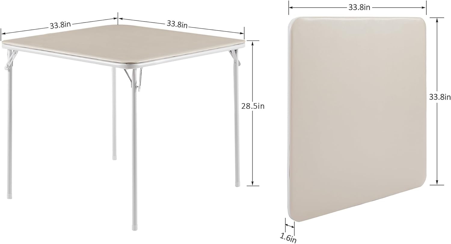 VECELO Portable Folding Card Table Square and Chair Sets with Collapsible Legs & Vinyl Upholstery (5 PCS)