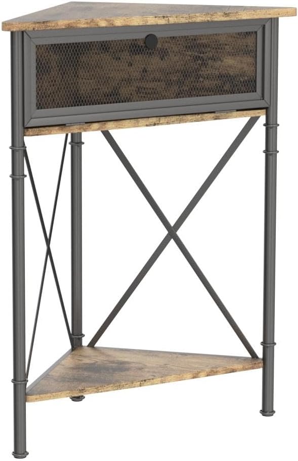 VECELO Corner Table for Small Spaces, Multipurpose Storage Cabinet Shelf Organizer