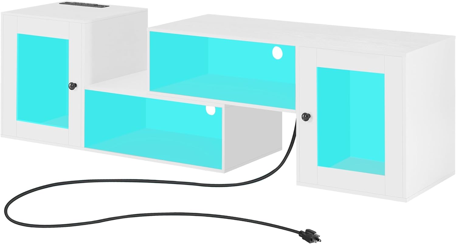 TV Stand with LED Strip & Power Outlet