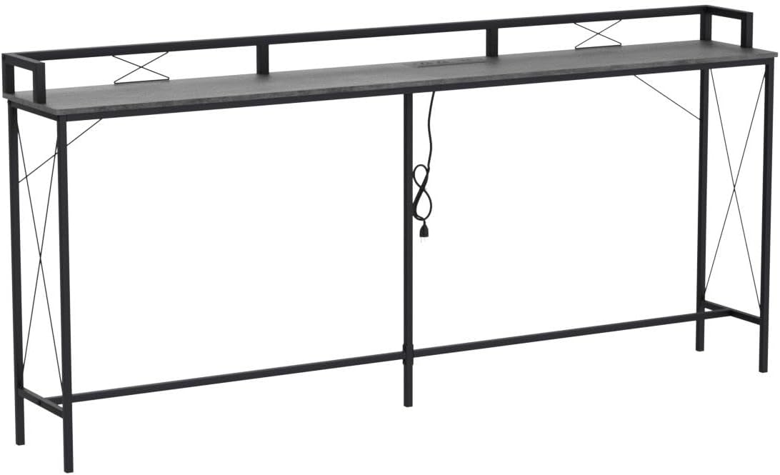 VECELO 55.1" Console Table with 2 Outlet and 2 USB Ports for Couch Side