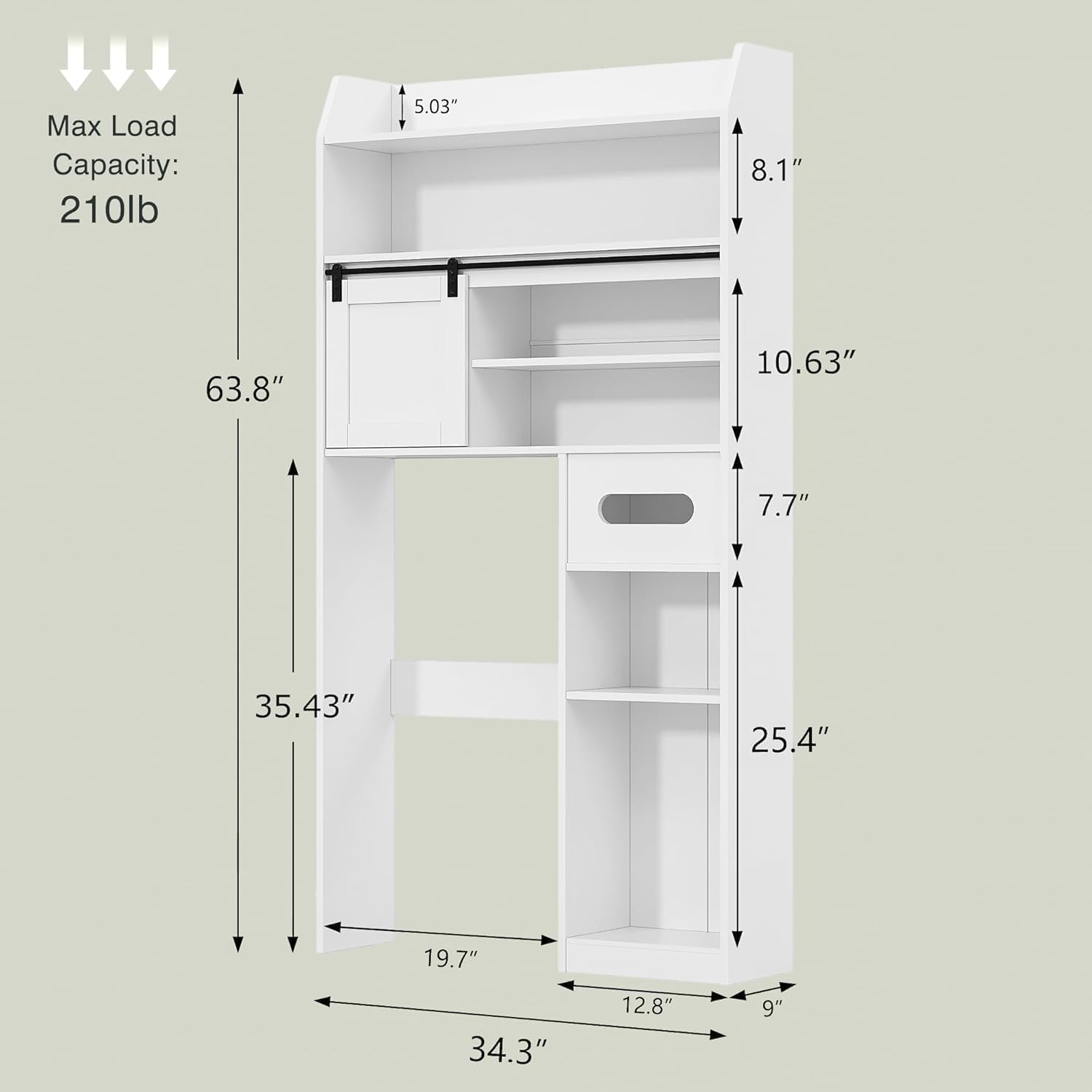 VECELO Over The Toilet Storage Cabinet with Sliding Doors
