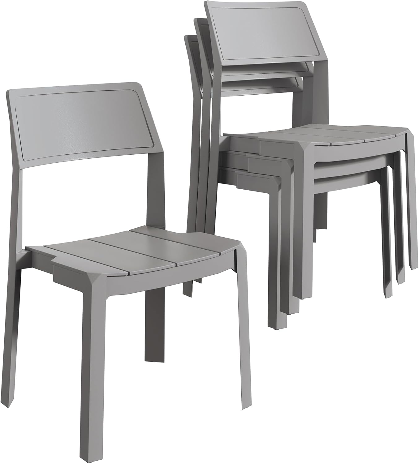 VECELO Dining Chairs Set of 4, Stackable Plastic Kitchen Chairs