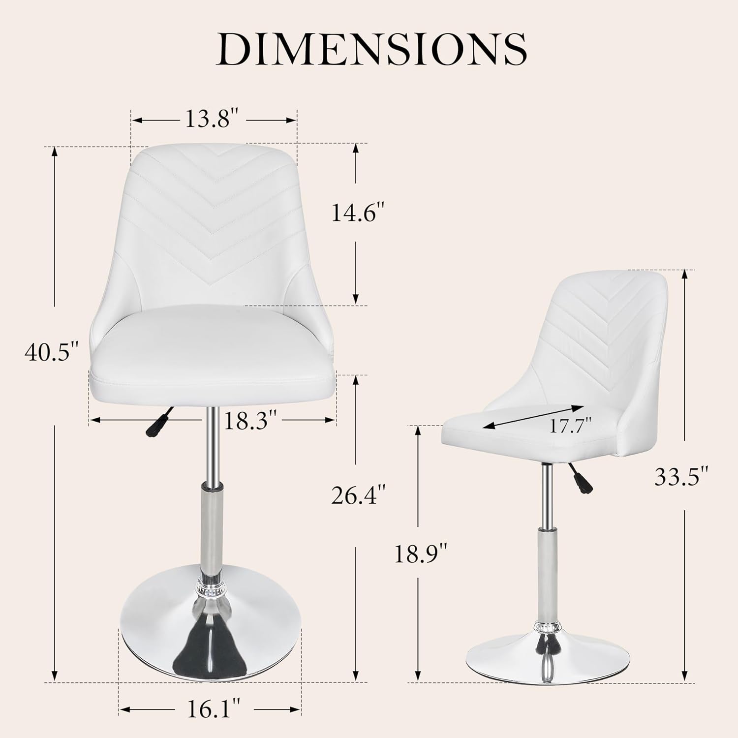 VECELO Bar Stool, Adjustable Barstools with Backrest
