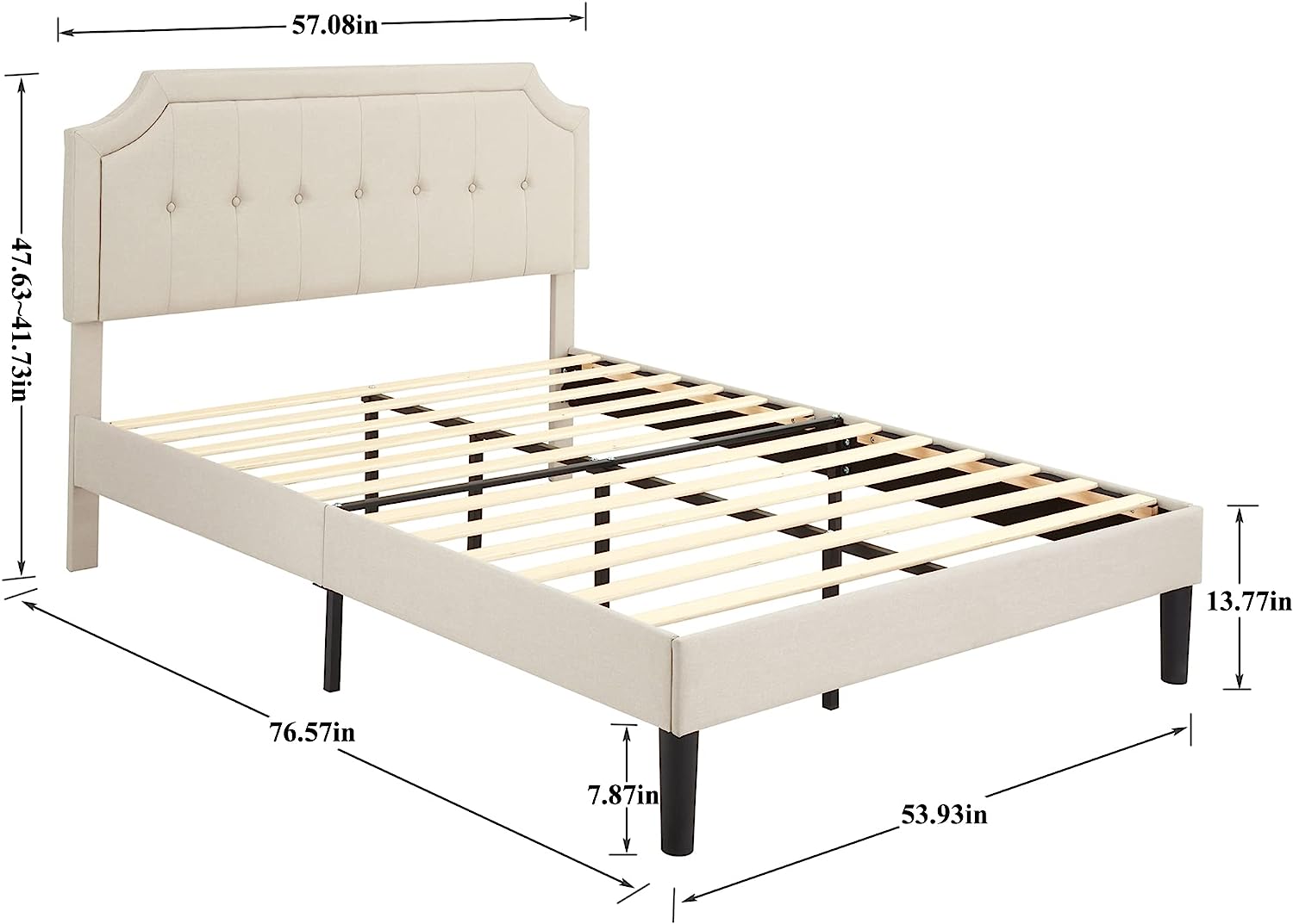 VECELO Premium Upholstered Platform Bed Diamond Stitched Panel Headboard
