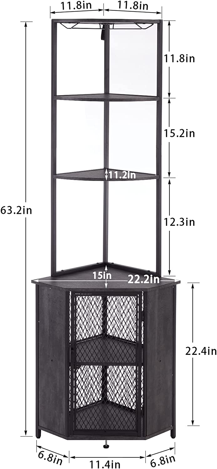 Corner Cabinet, Tall Storage Shelf Bookshelf Display Shelves Rack