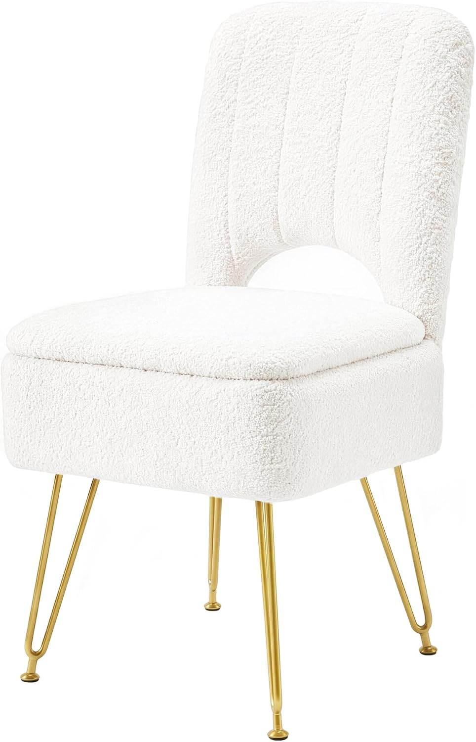 VECELO Vanity Stool Chair with Storage and Folding Back