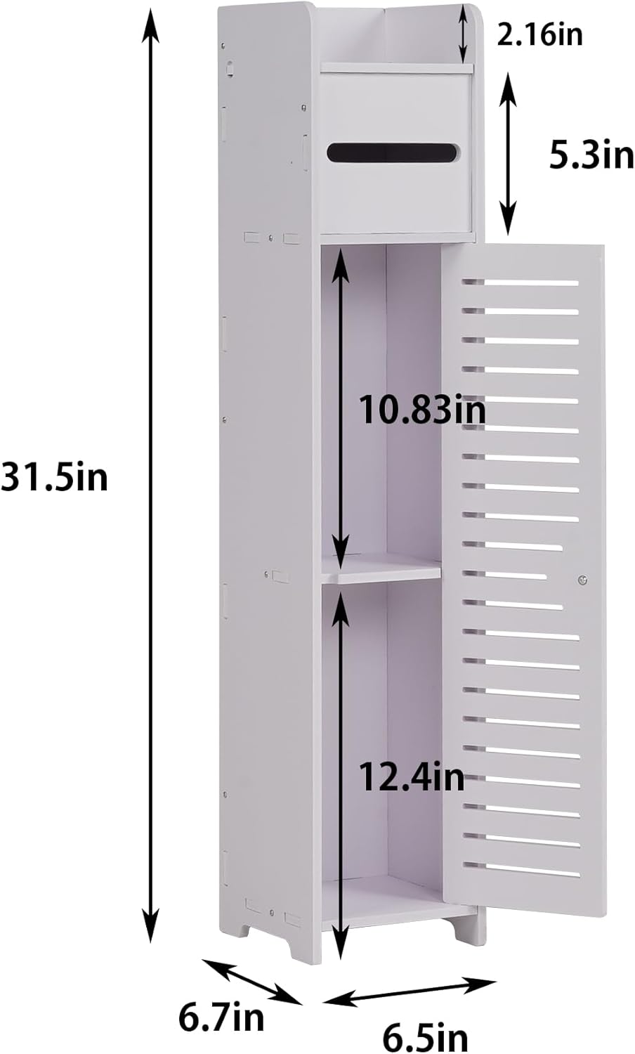 VECELO Small Bathroom Cabinet, Storage Cabinet with Toilet Paper Scroll