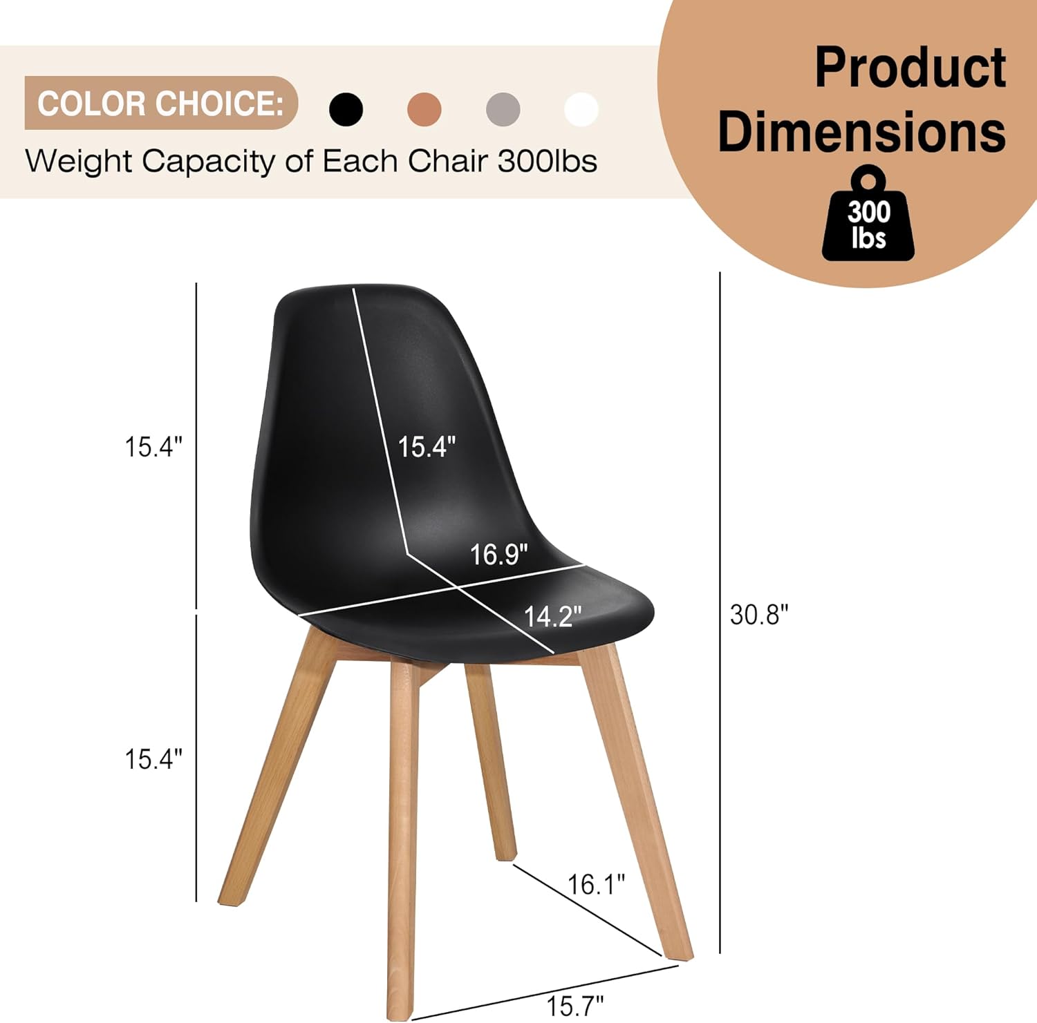 VECELO Dining Chairs Set of 4