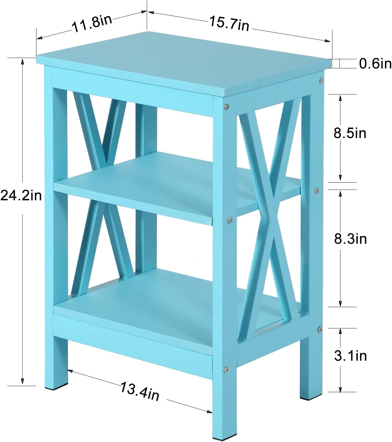 VECELO Modern Nightstand/Side End Table with X-Design Frame & 2-Tiers Open Storage Shelf for Bedroom/Living Room