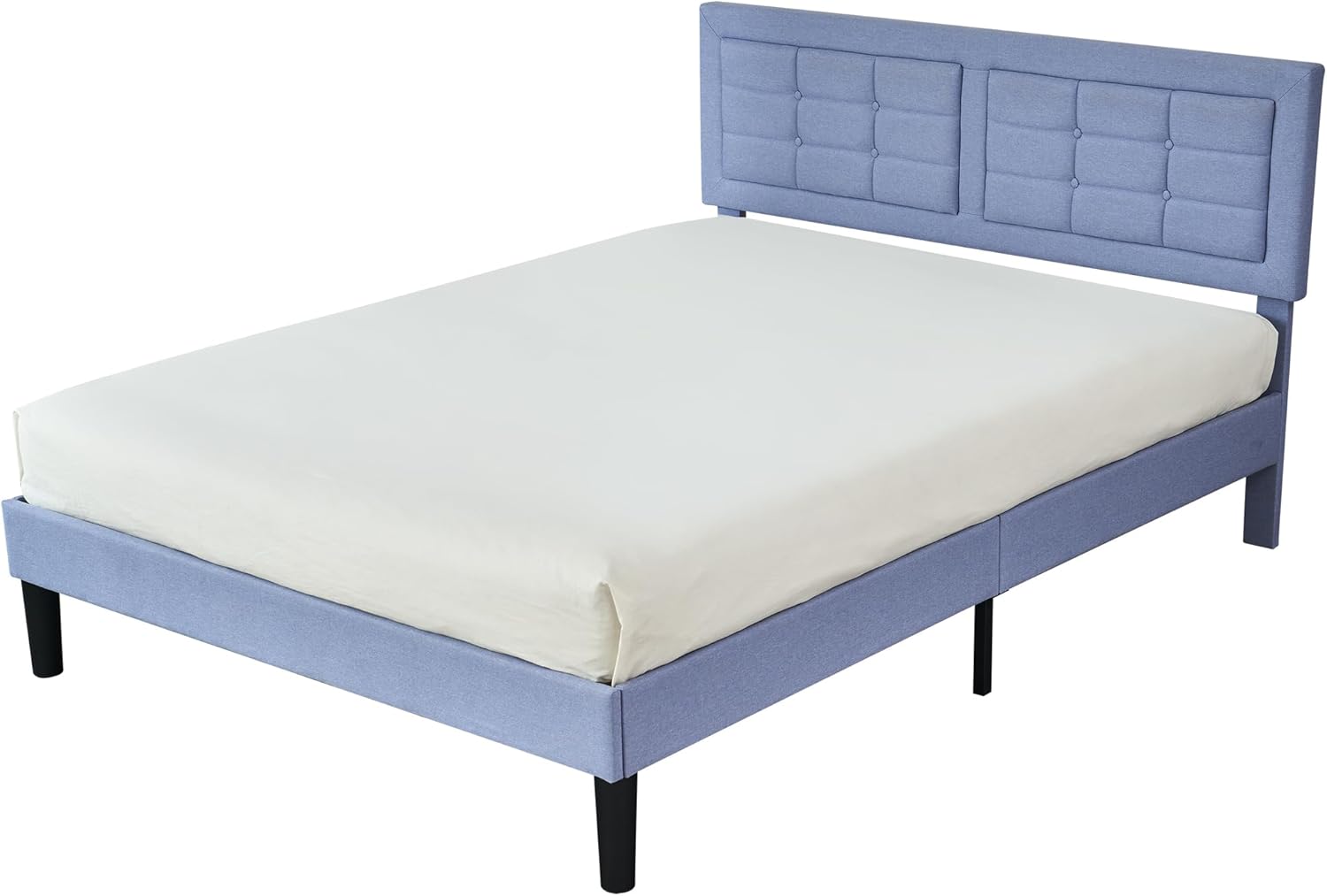 VECELO Upholstered Platform Bed Frame with Height Adjustable Headboard