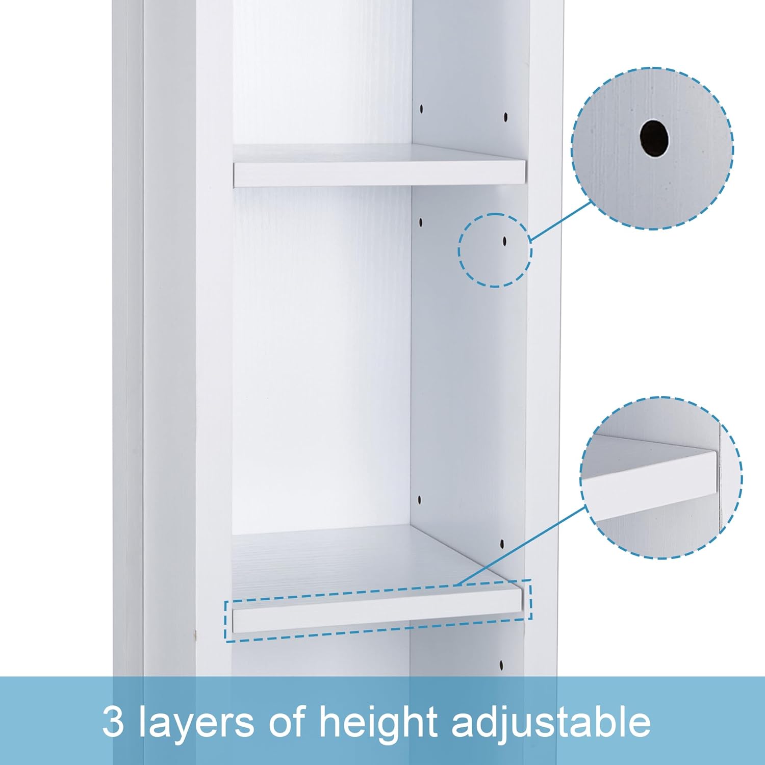 VECELO Bathroom Tall Cabinet with Adjustable Shelves - VECELO