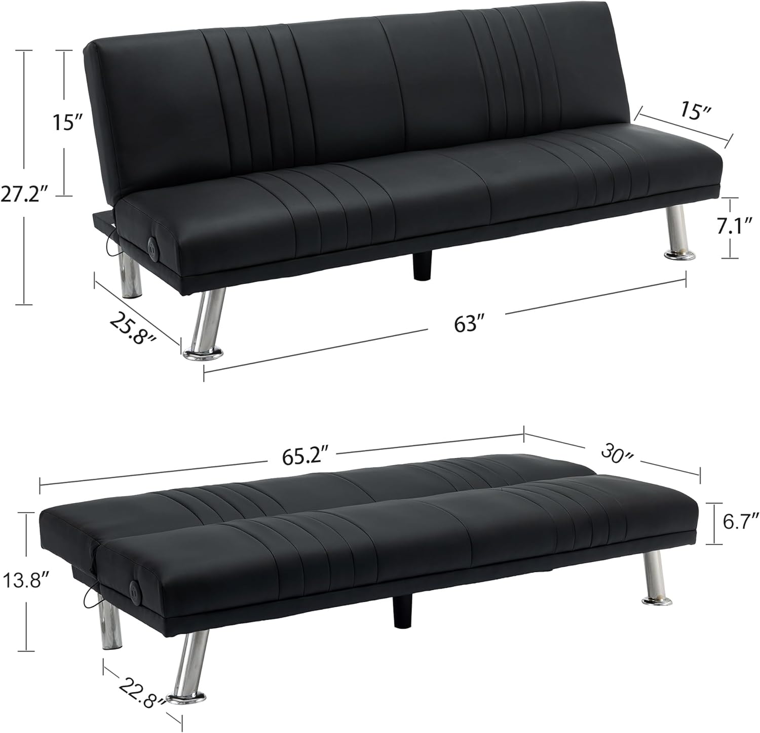 VECELO Modern Convertible Sofa Bed/Folding Sleeper Couch