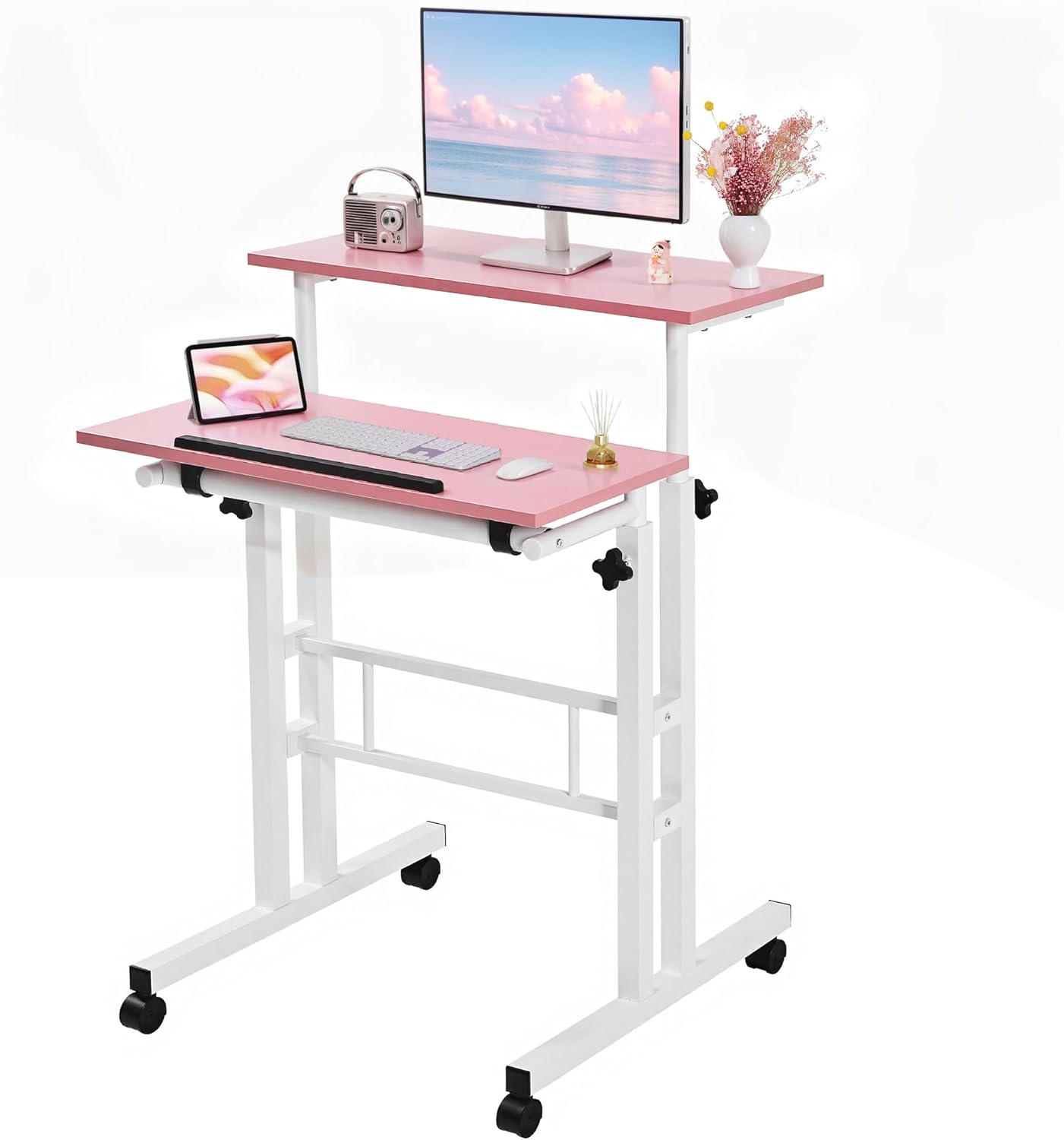 VECELO Small Mobile Standing Desk 24 Inch
