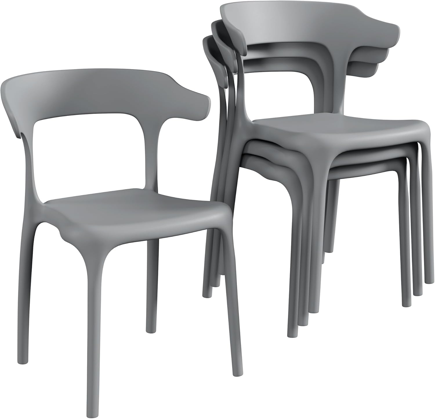 VECELO 4 Pack Plastic Stacking Chairs