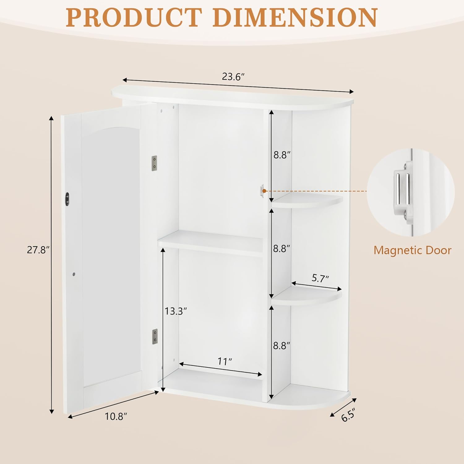 VECELO Bathroom Wall Cabinet with Mirror - VECELO