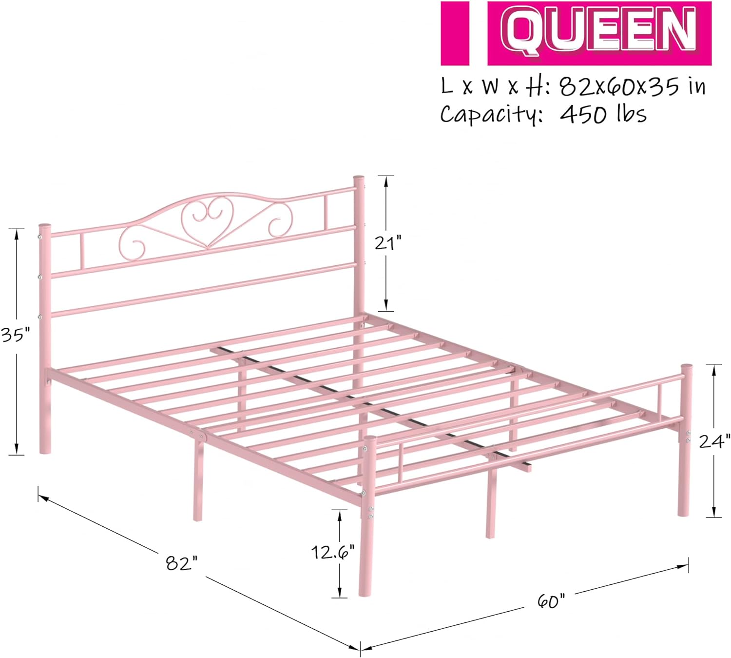 VECELO Metal Platform Bed Frame Mattress Foundation Decorative Headboard & Footboard