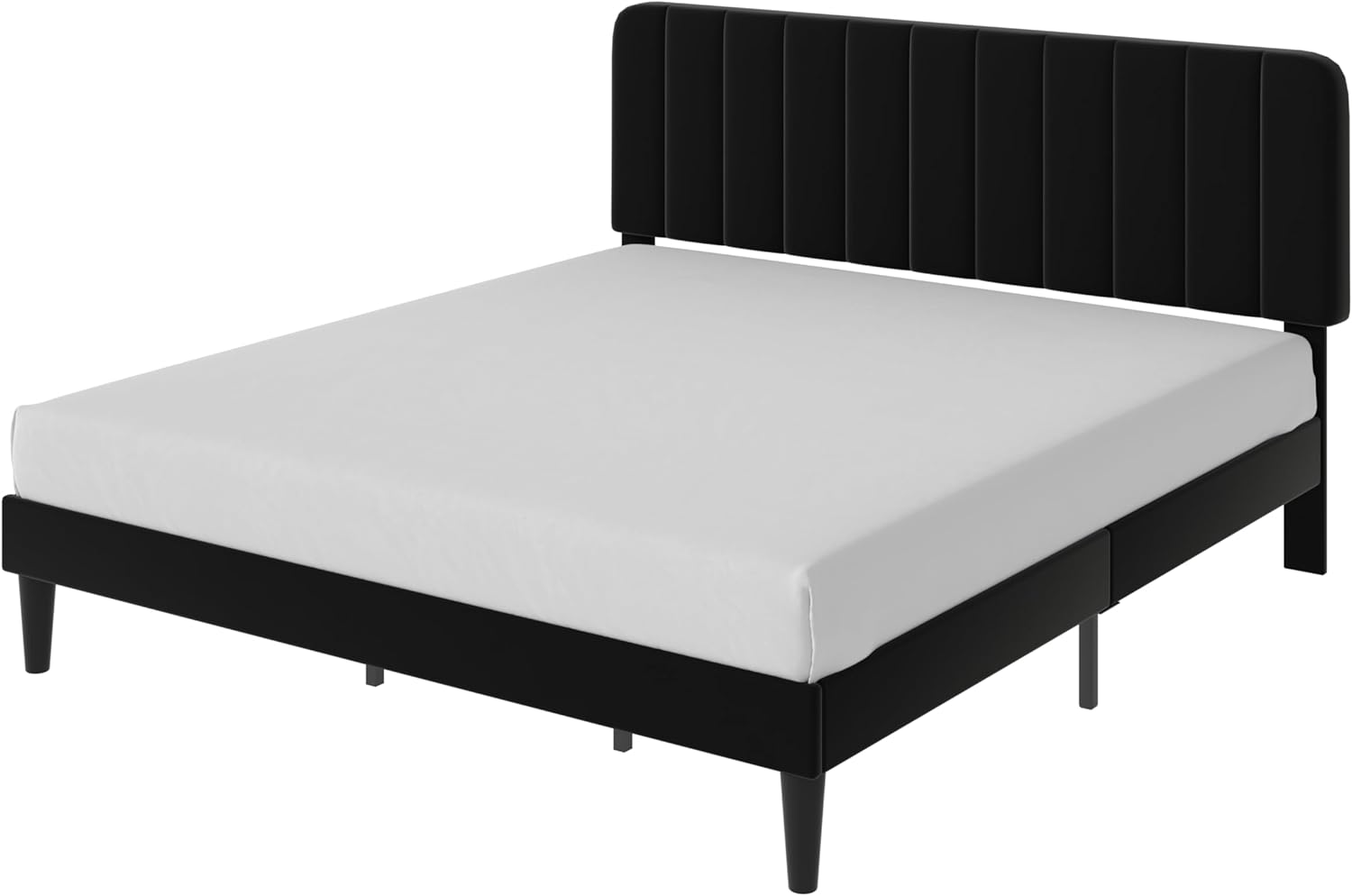 VECELO Upholstered Platform bedframe with Adjustable Headboard
