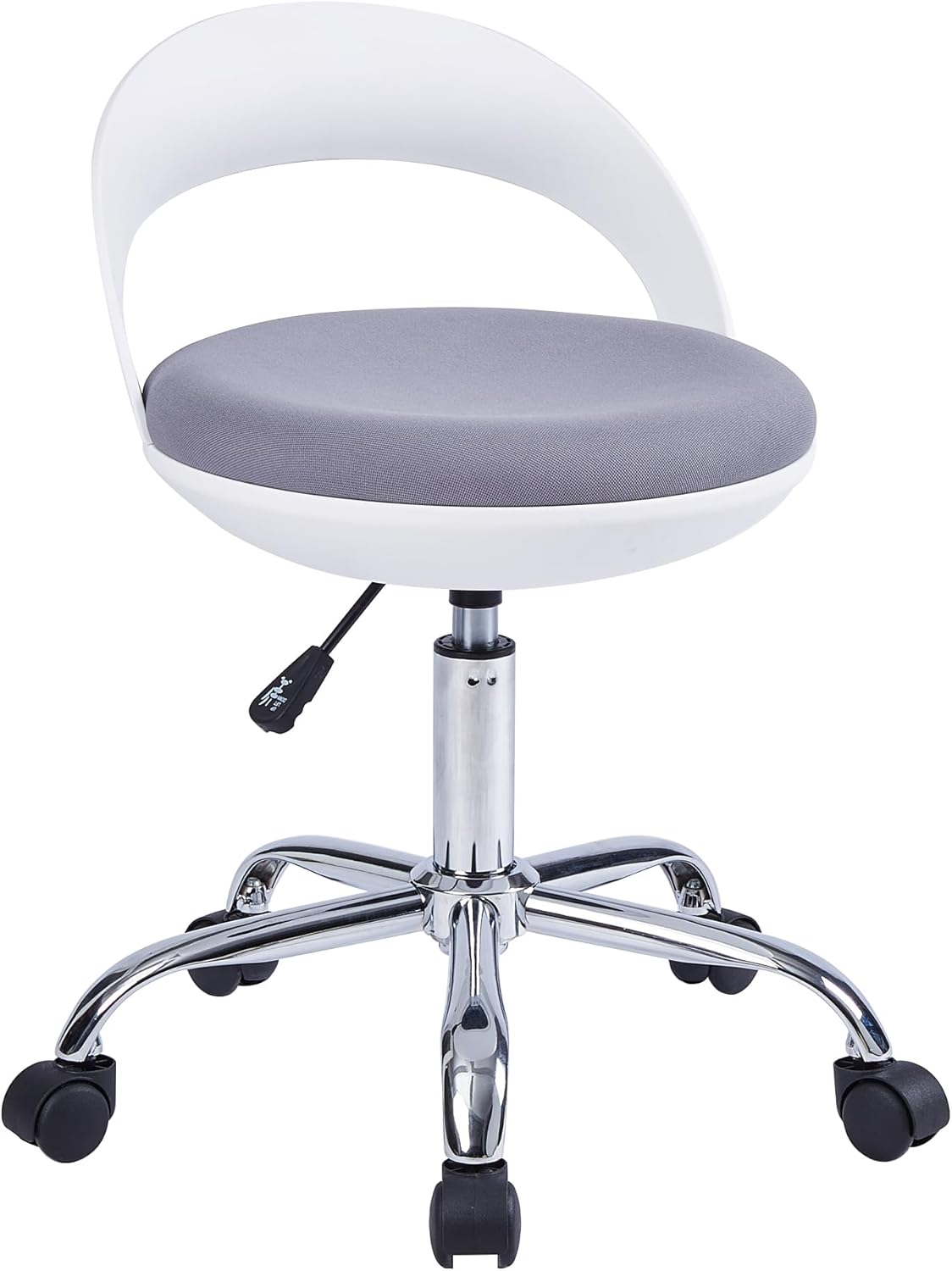 VECELO Round Rolling Stool with Back Support Wheels