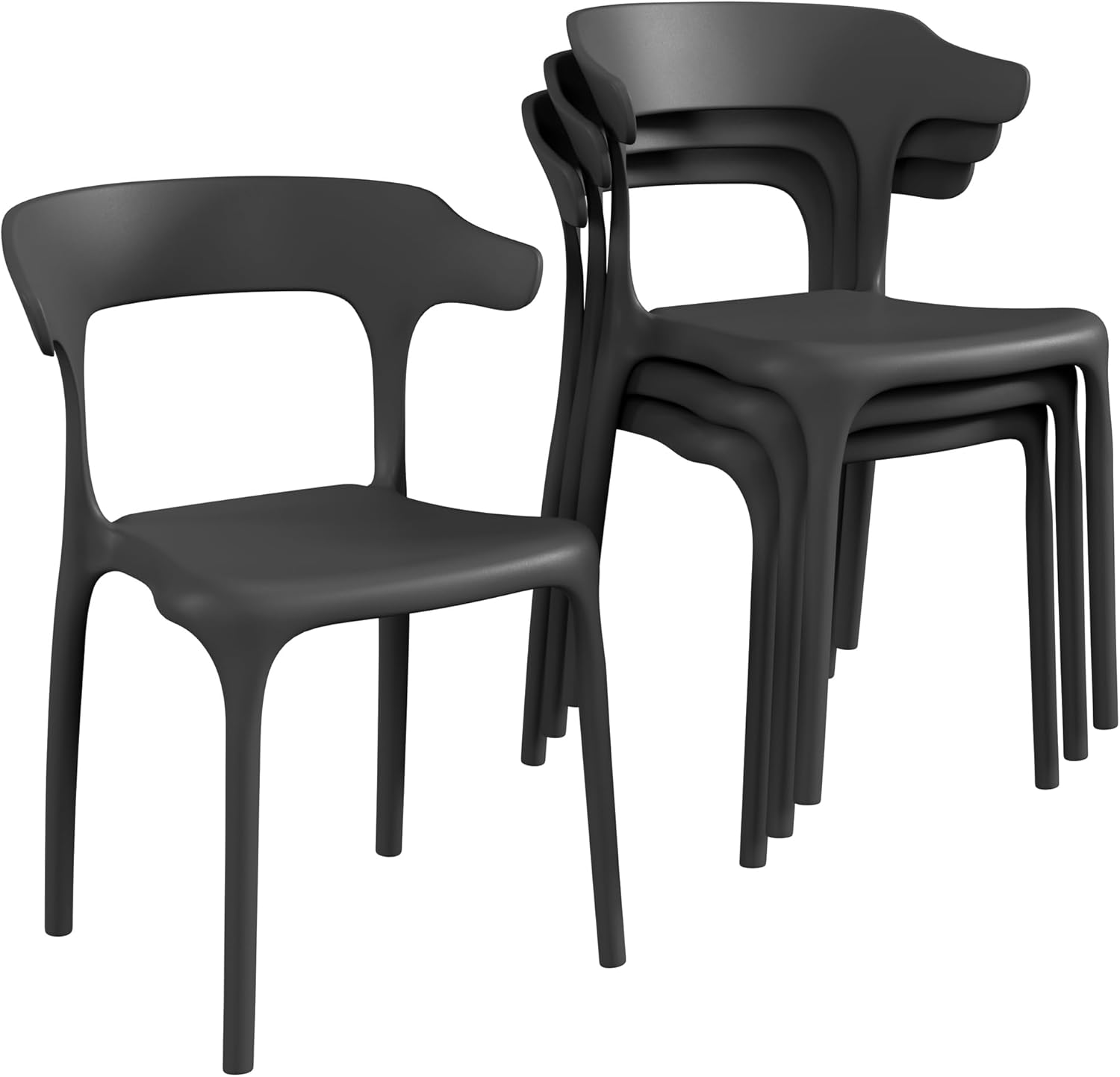 VECELO 4 Pack Plastic Stacking Chairs