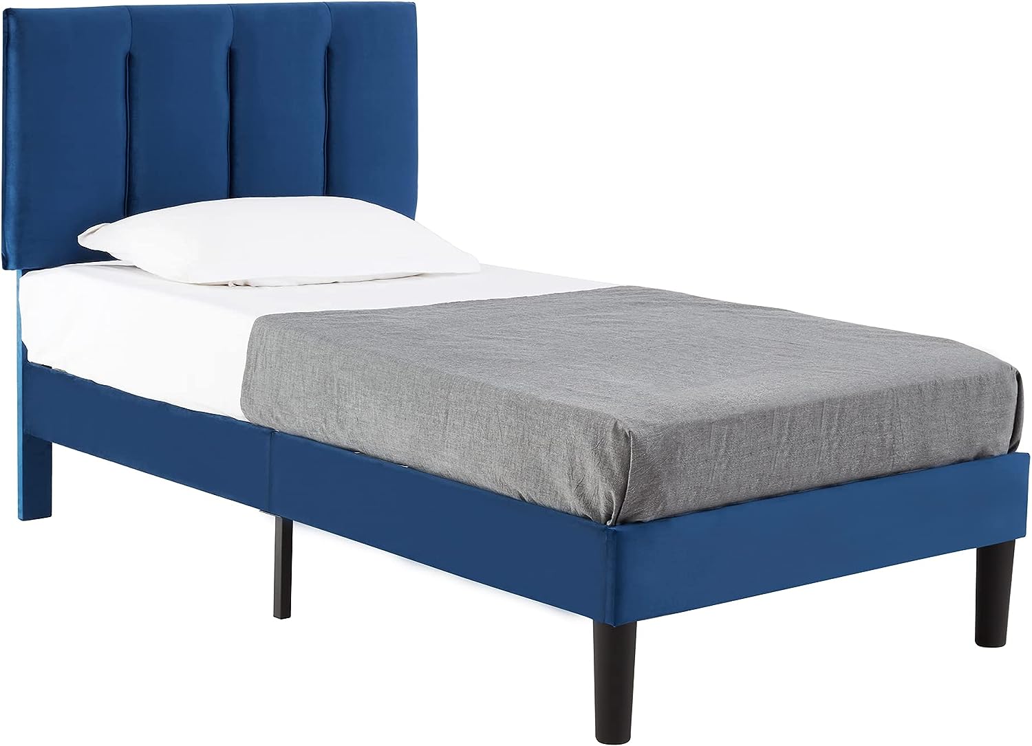 VECELO Modern Upholstered Platform Bedframe, Adjustable Headboard