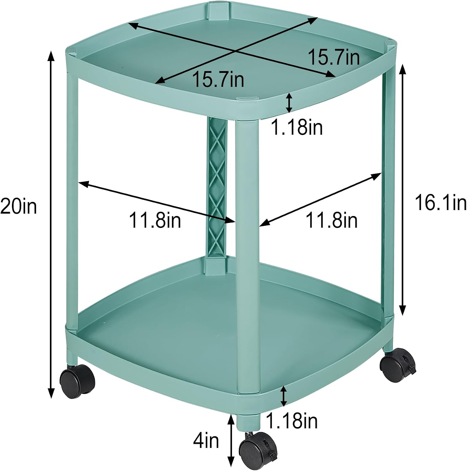 VECELO Rolling End Side Table with Lockable Wheels