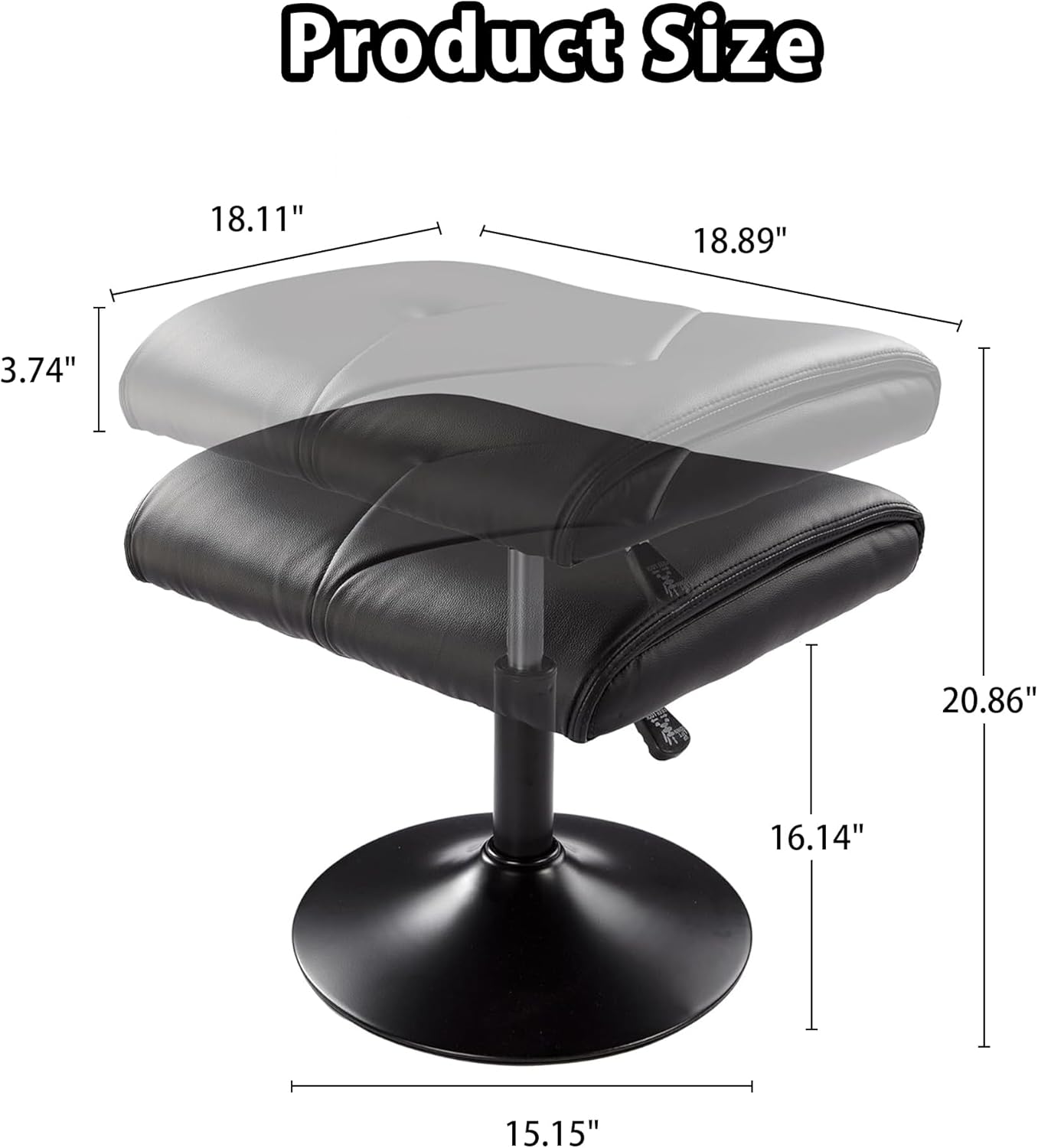 VECELO Foot Rest Under Desk Ottoman, PU Height Adjustable Footrest with Comfort Padding