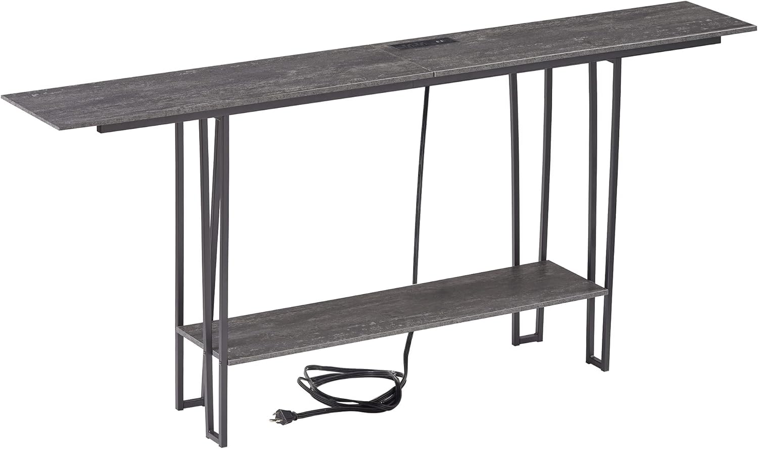 VECELO Couch Side & Console Table with 2 Outlets & 2 USB Ports