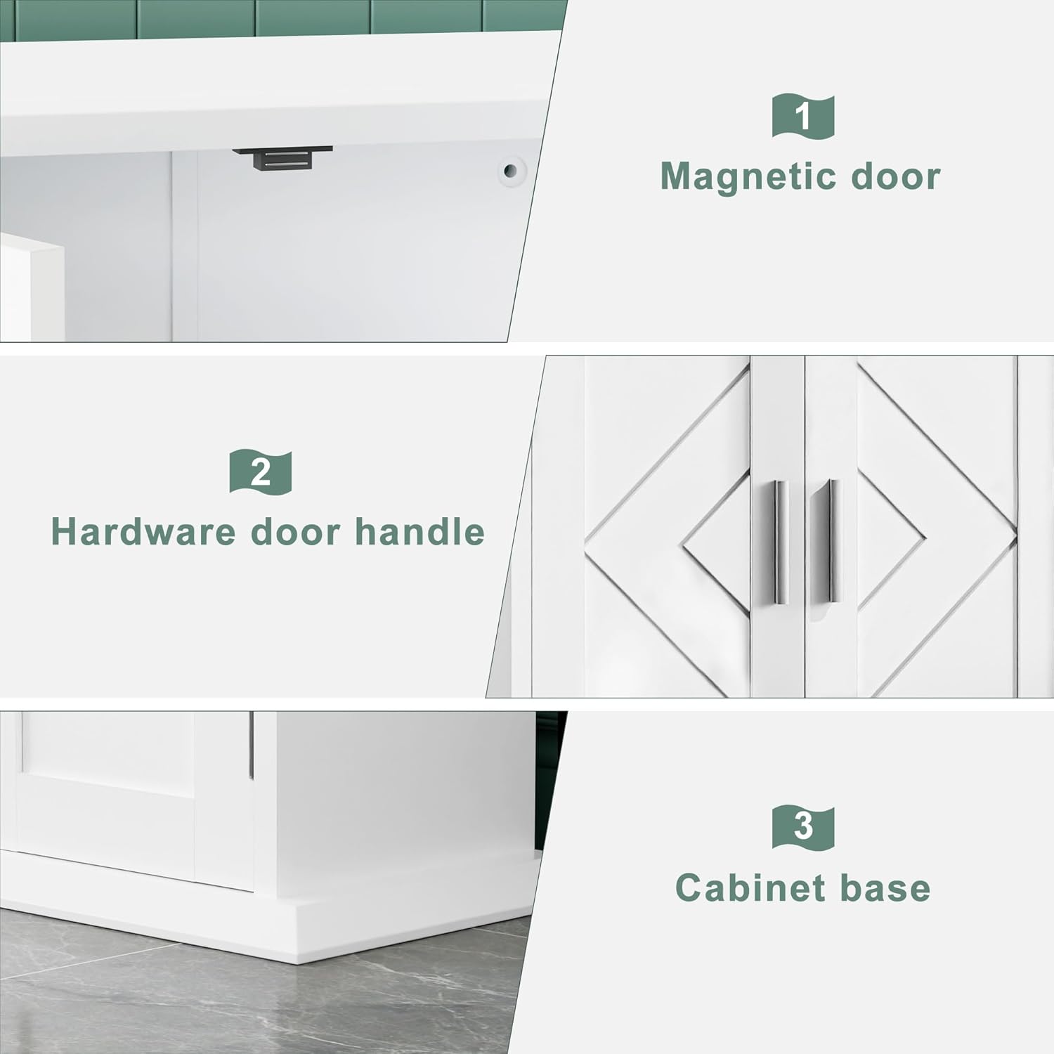 VECELO Freestanding Bathroom Floor Storage Cabinet