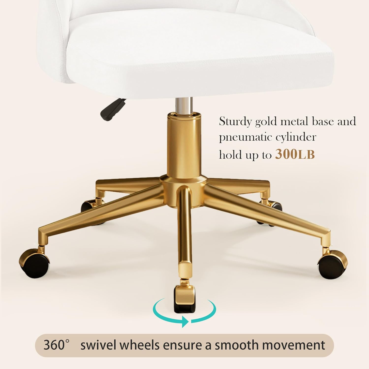 VECELO Velvet Vanity Desk Chair with Height-Adjustable