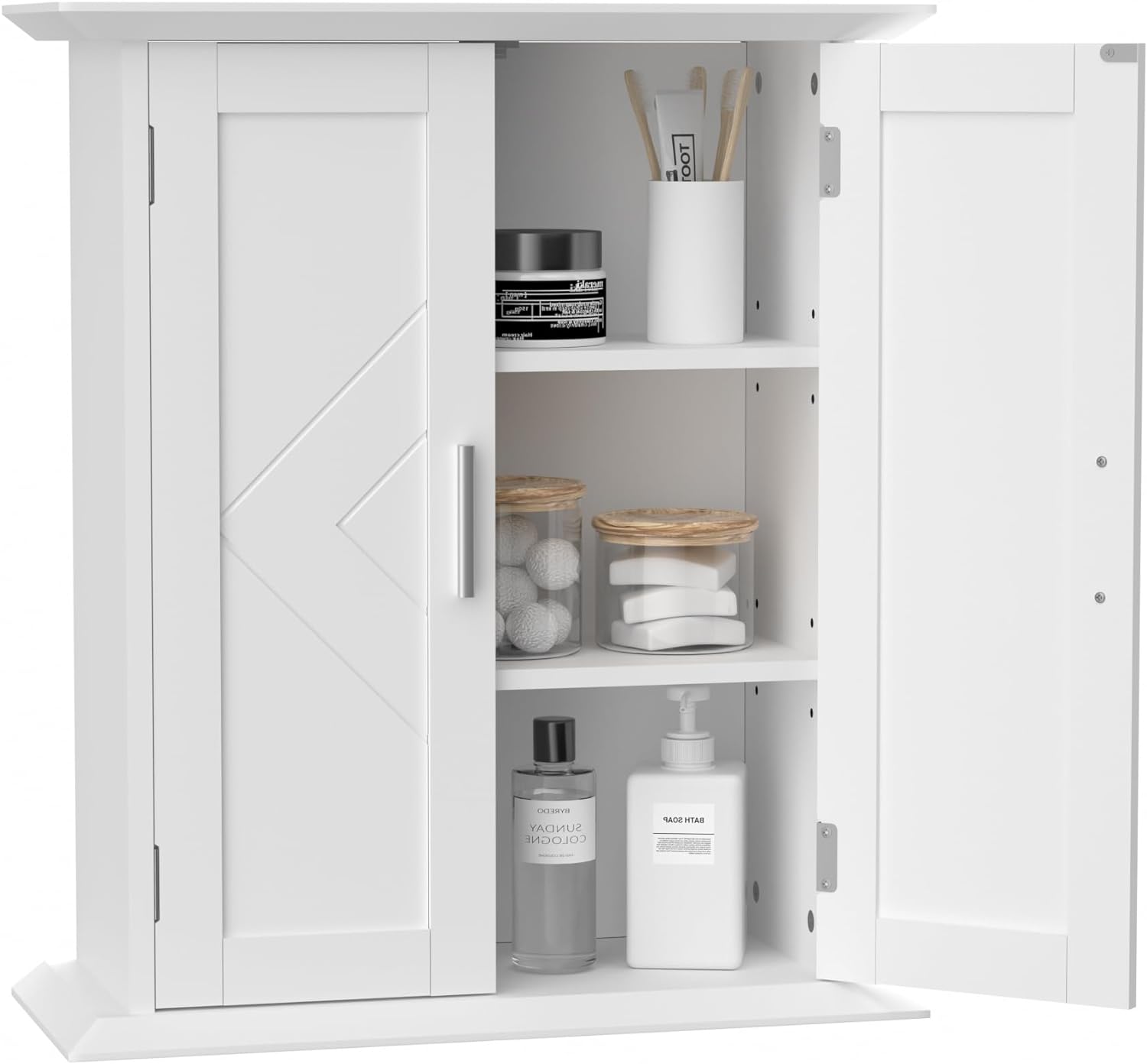 VECELO Bathroom Floor Cabinet Freestanding Wooden Storage Organizer