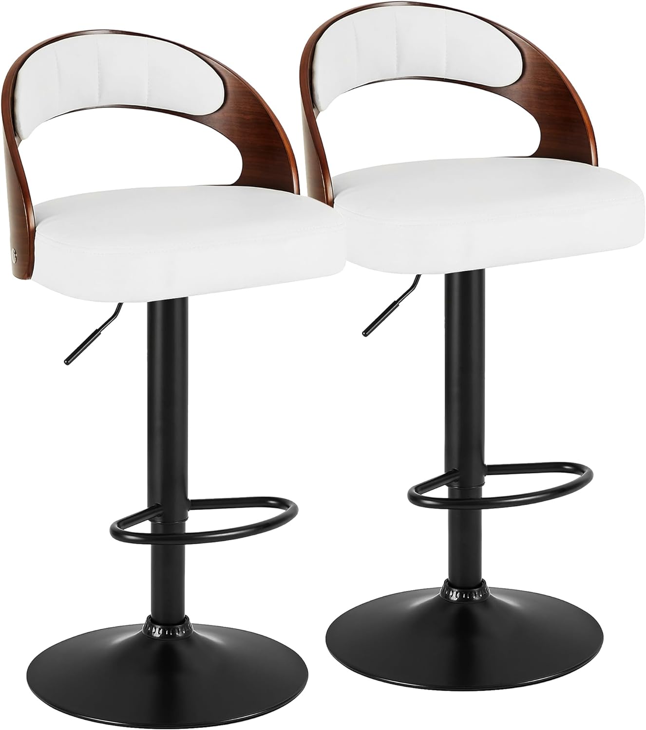 VECELO Bar Stool Set of 2, Counter Height Stools with Bentwood Back - VECELO