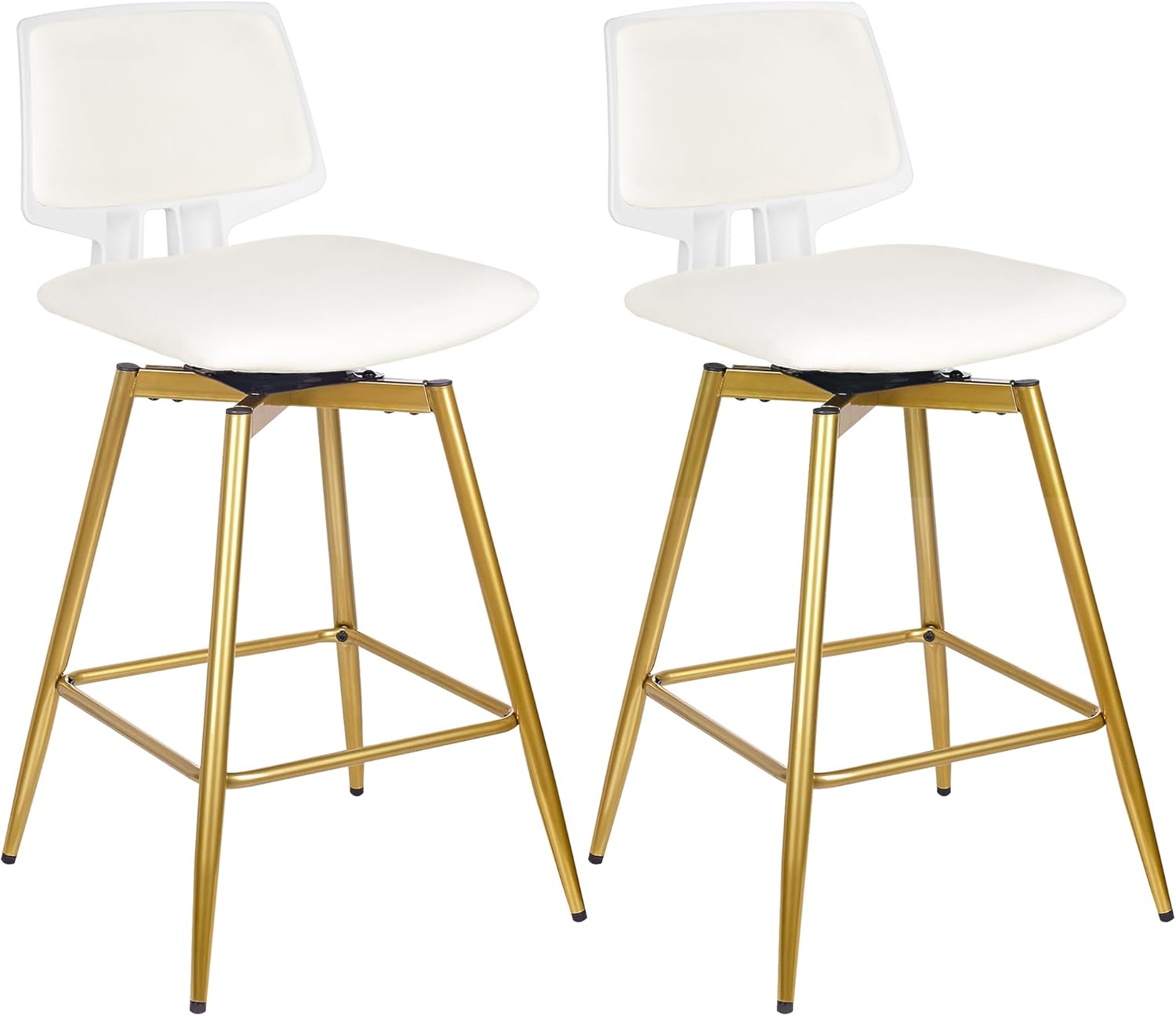 VECELO Swivel Upholstered Bar Stools Set of 2