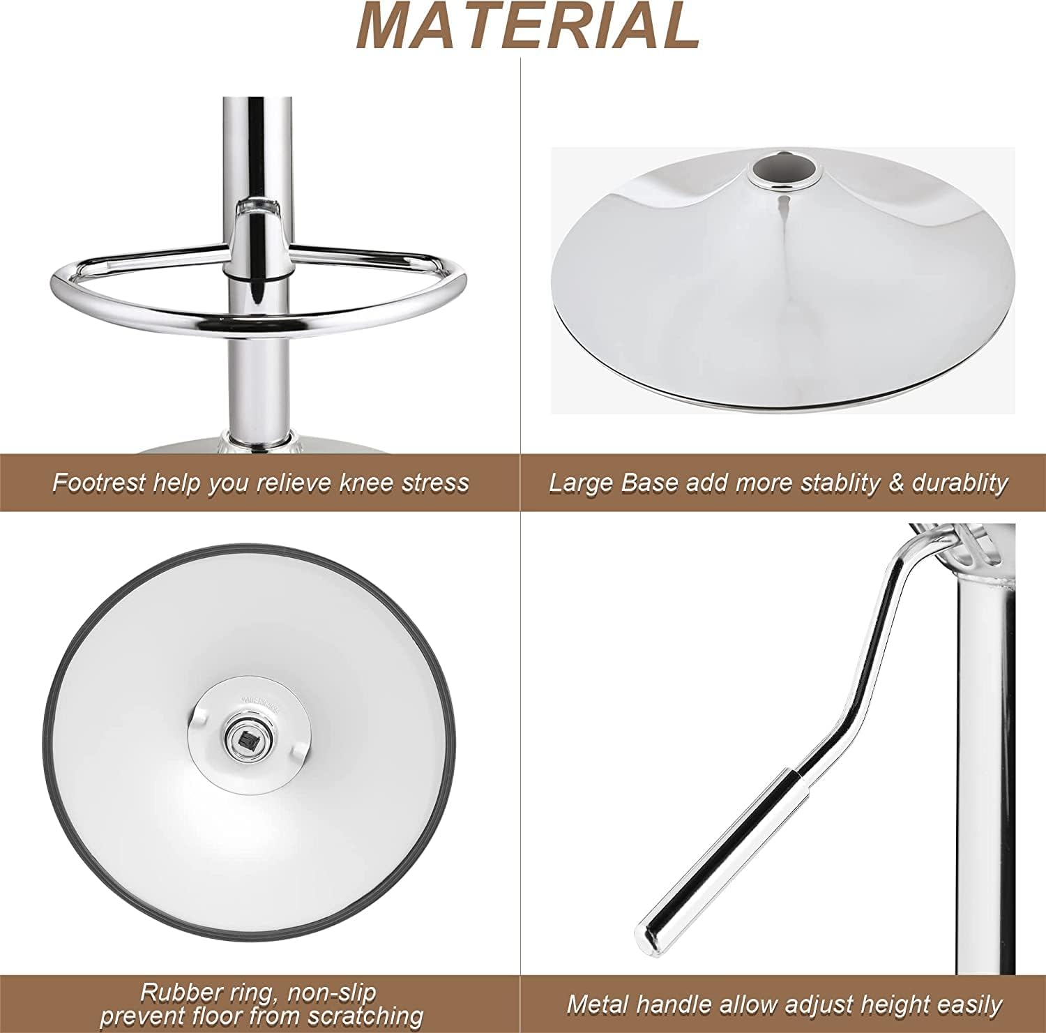 VECELO Adjustable Counter Height Bar Stools with Back and Arm Stools Set of 2 - VECELO