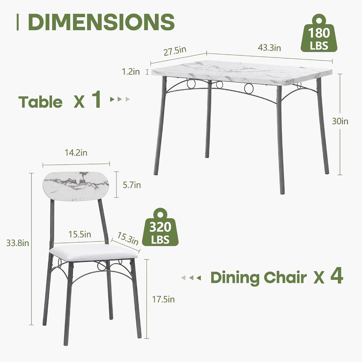 VECELO Dining Table Set