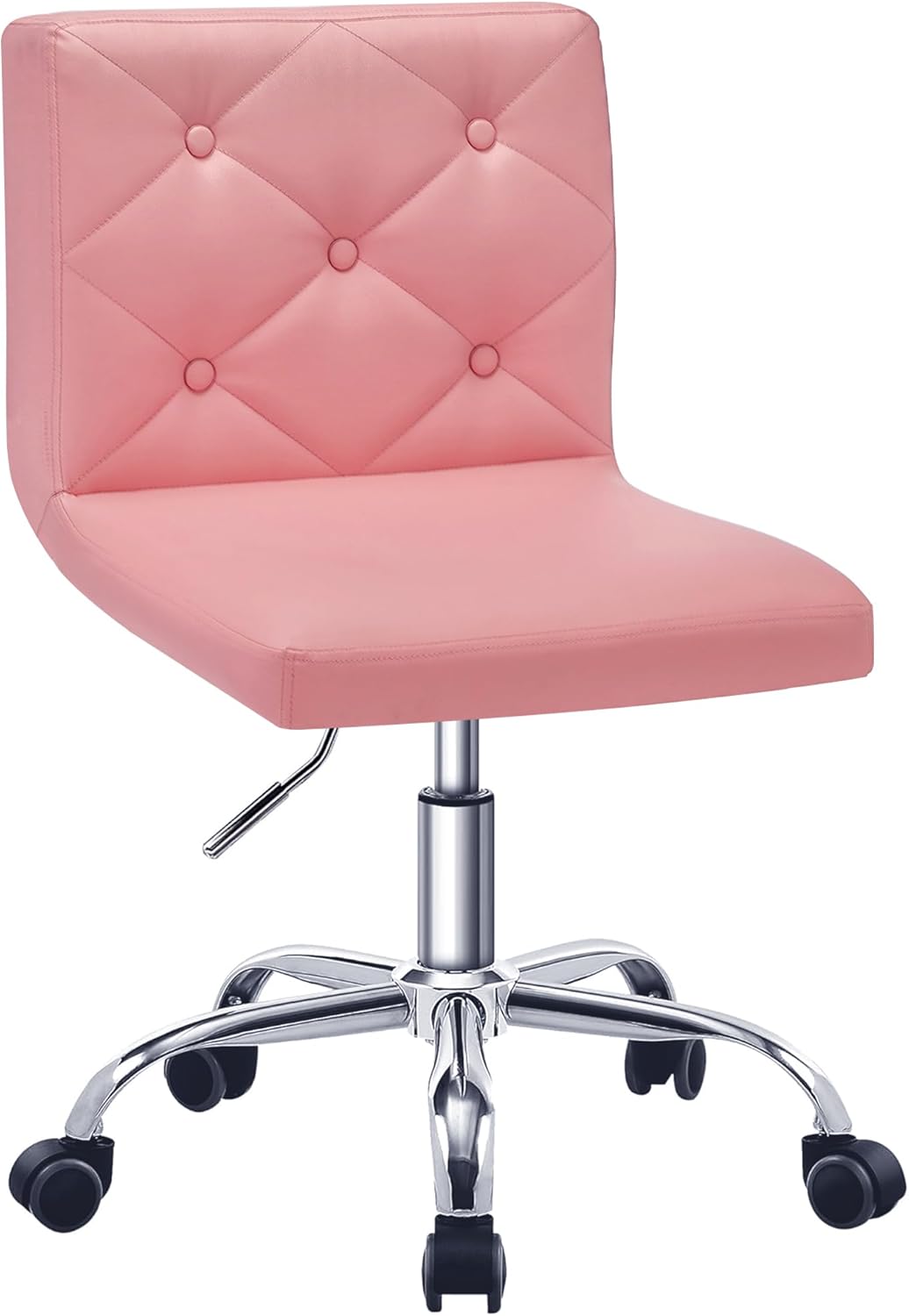 VECELO PU Leather Mid-Back Armless Desk Chair Adjustable Height 360° Rolling Swivel