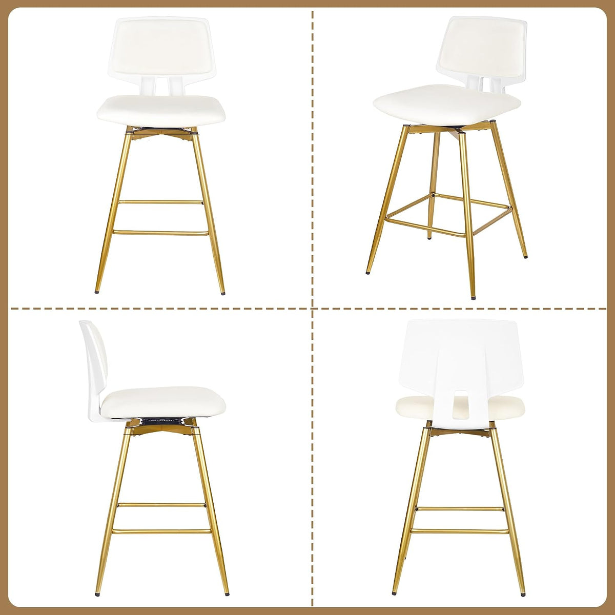 VECELO Swivel Upholstered Bar Stools Set of 2