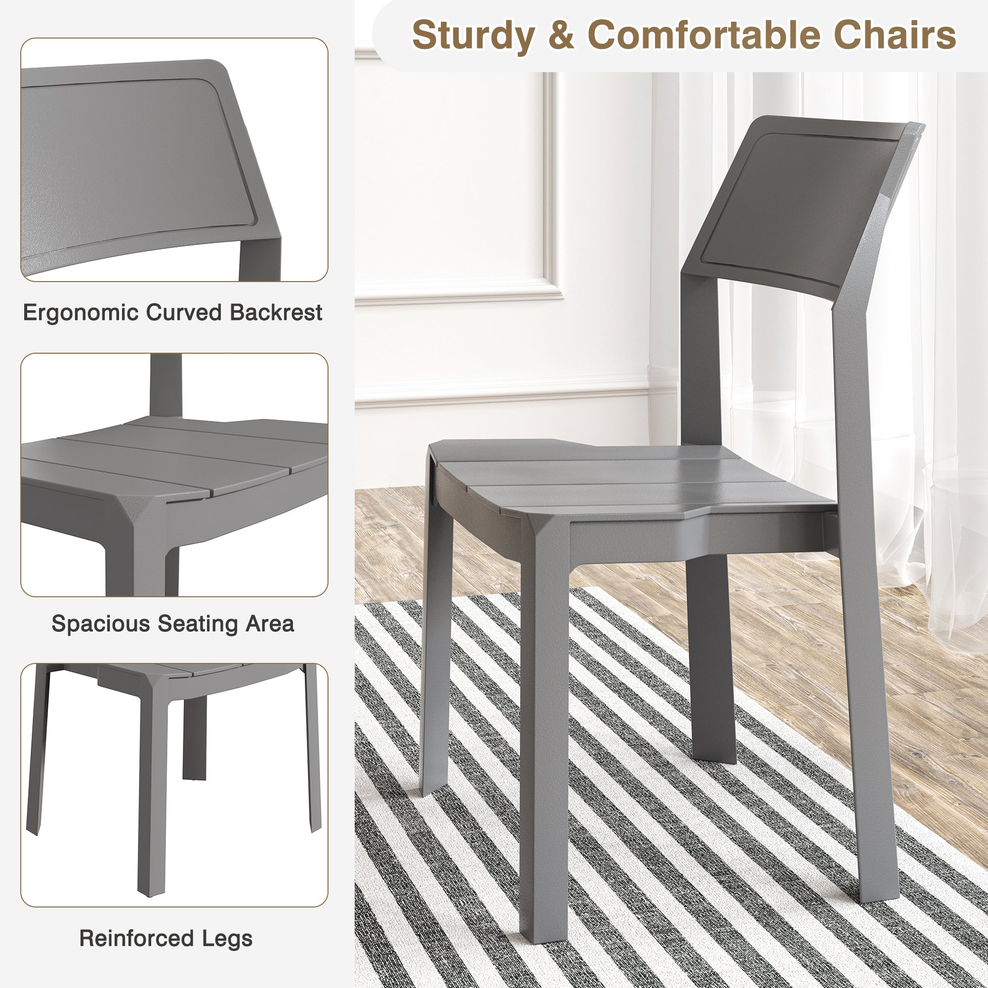 VECELO Dining Chairs Set of 4, Stackable Plastic Kitchen Chairs - VECELO