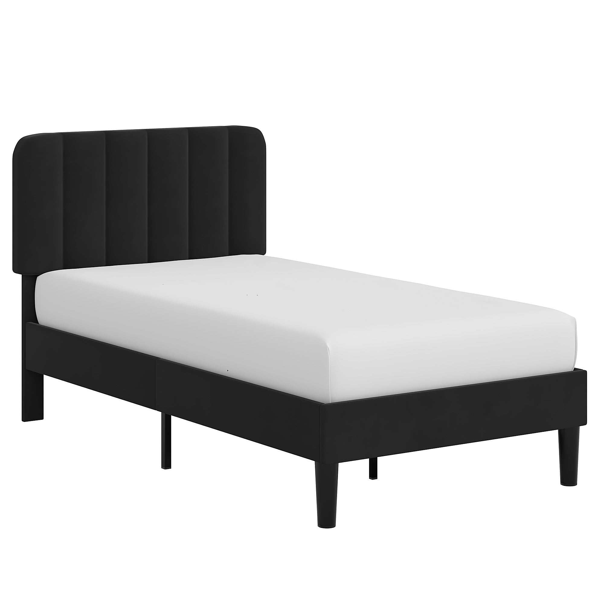 VECELO Upholstered Platform bedframe with Adjustable Headboard