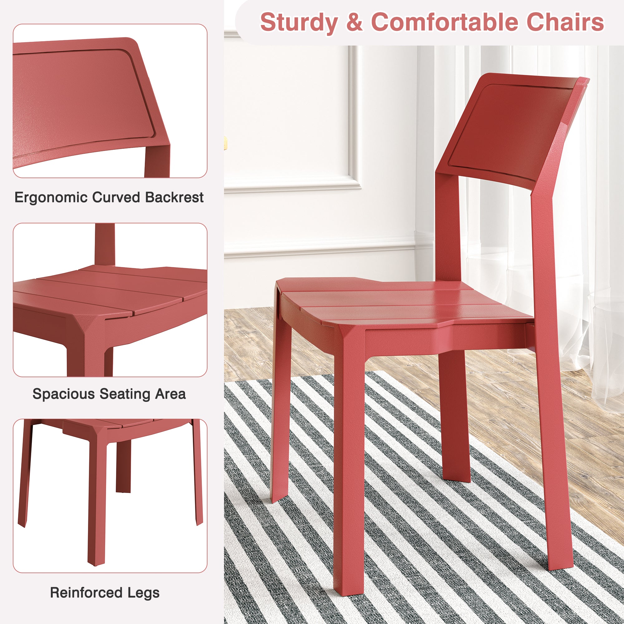 VECELO Dining Chairs Set of 4, Stackable Plastic Kitchen Chairs - VECELO