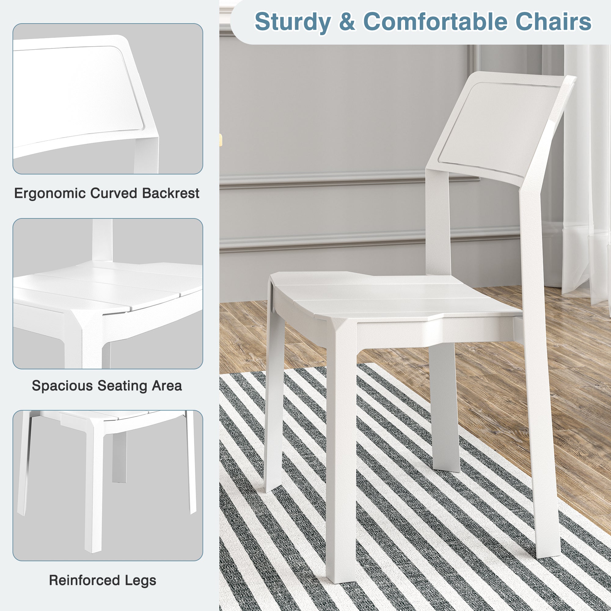 VECELO Dining Chairs Set of 4, Stackable Plastic Kitchen Chairs - VECELO